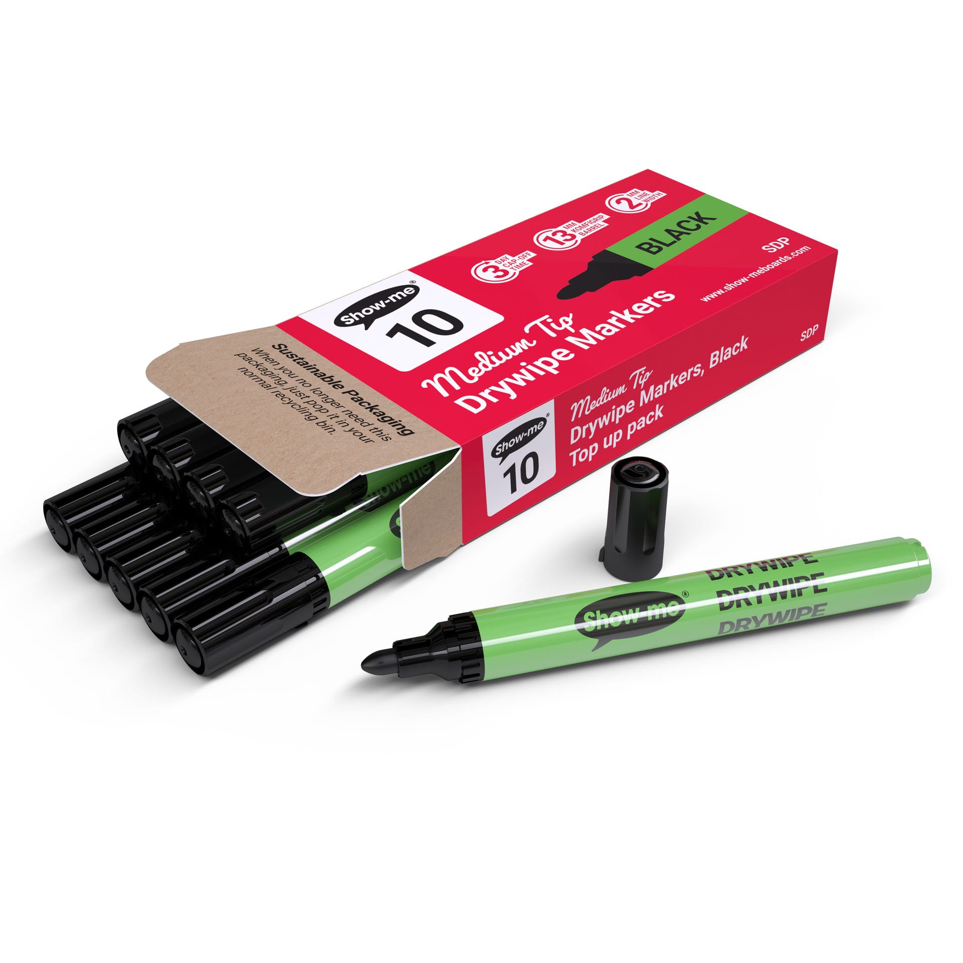 Show-me® Black Medium Tip Slim Barrel Dry Erase Markers, 800ct.