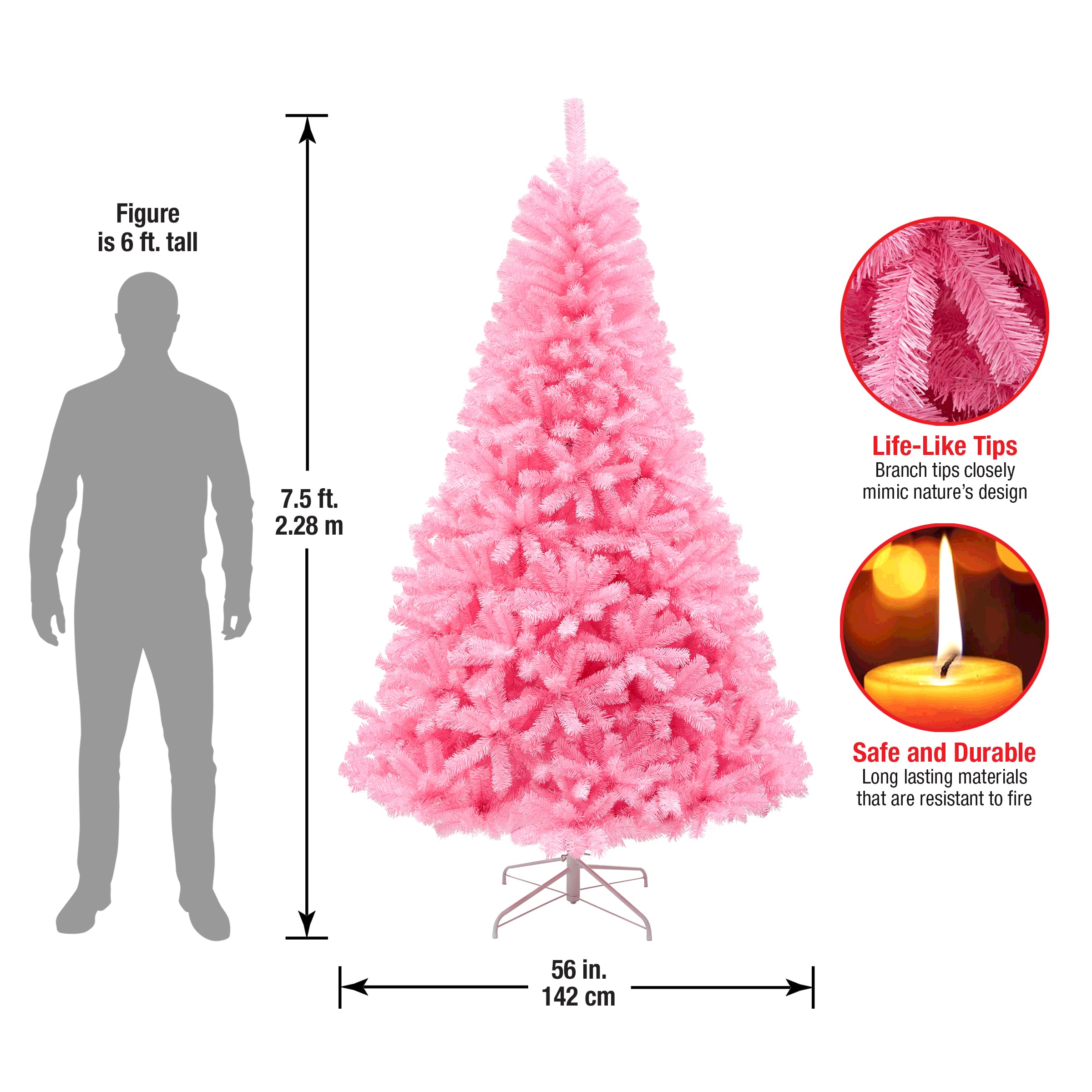 7.5ft. Unlit Pink Color Pop Artificial Christmas Tree