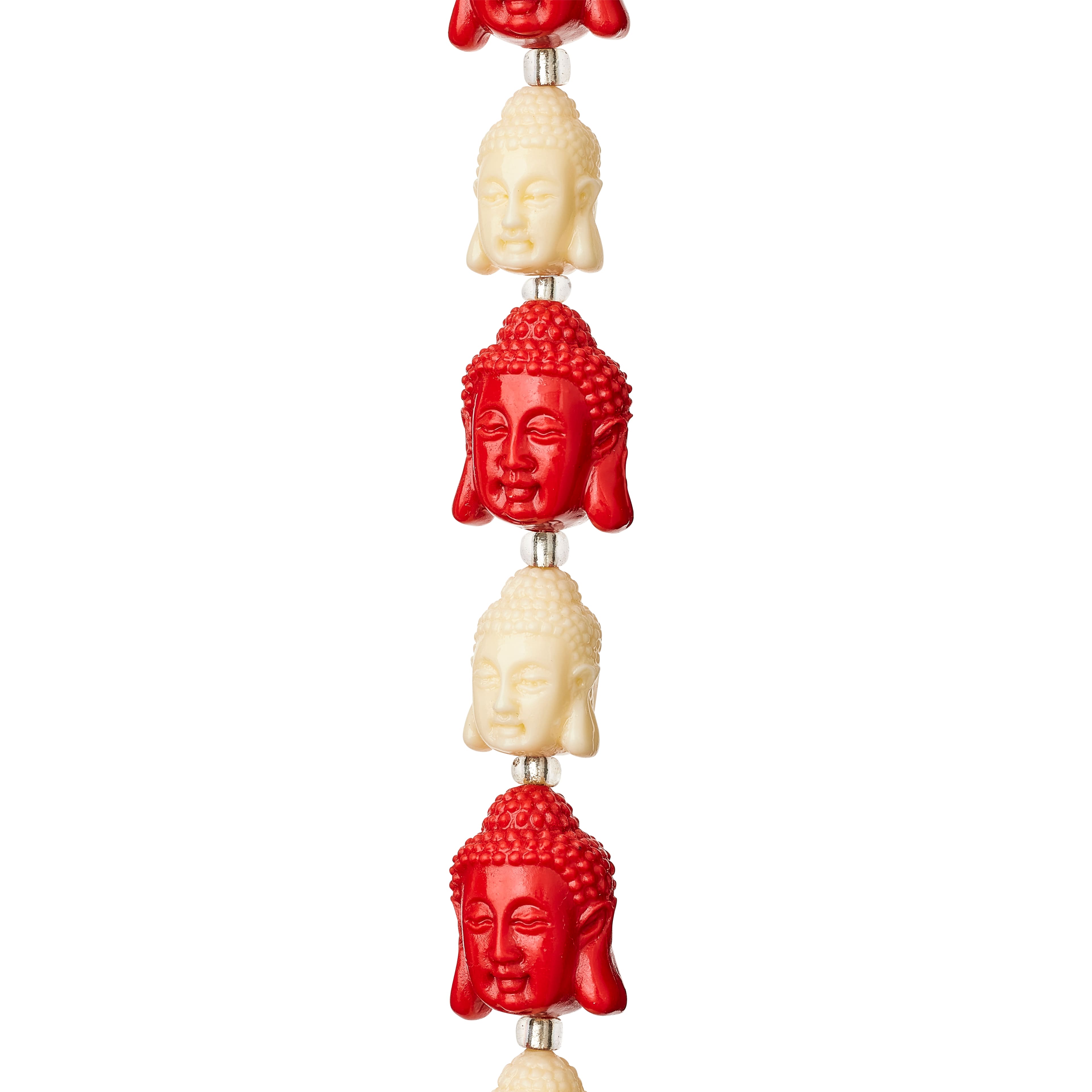 12 Pack: Red & White Reconstituted Stone Siddhartha Beads, 15mm by Bead Landing™