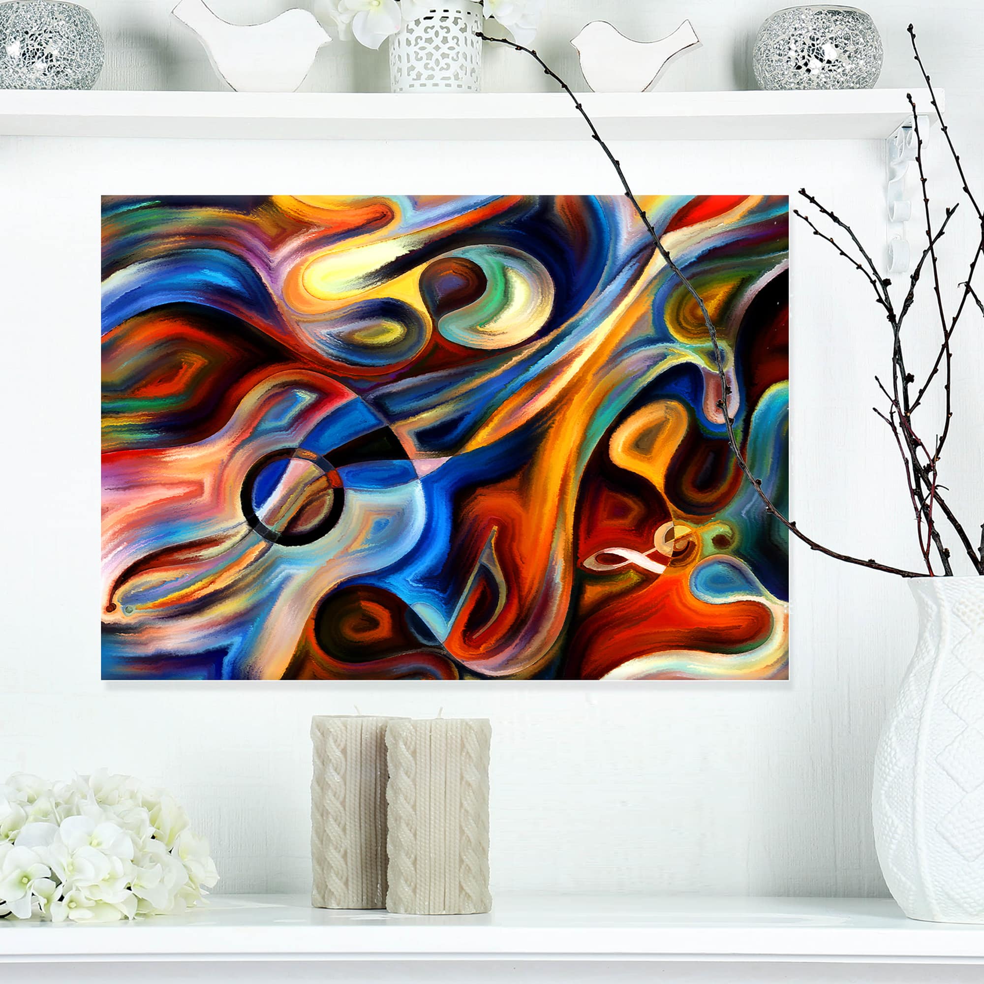 アート・デザイン・音楽 Painting acrylic on canvas A4 Guitar and Bass Yin Yang Painting, Acrylic 12 Inch Square
