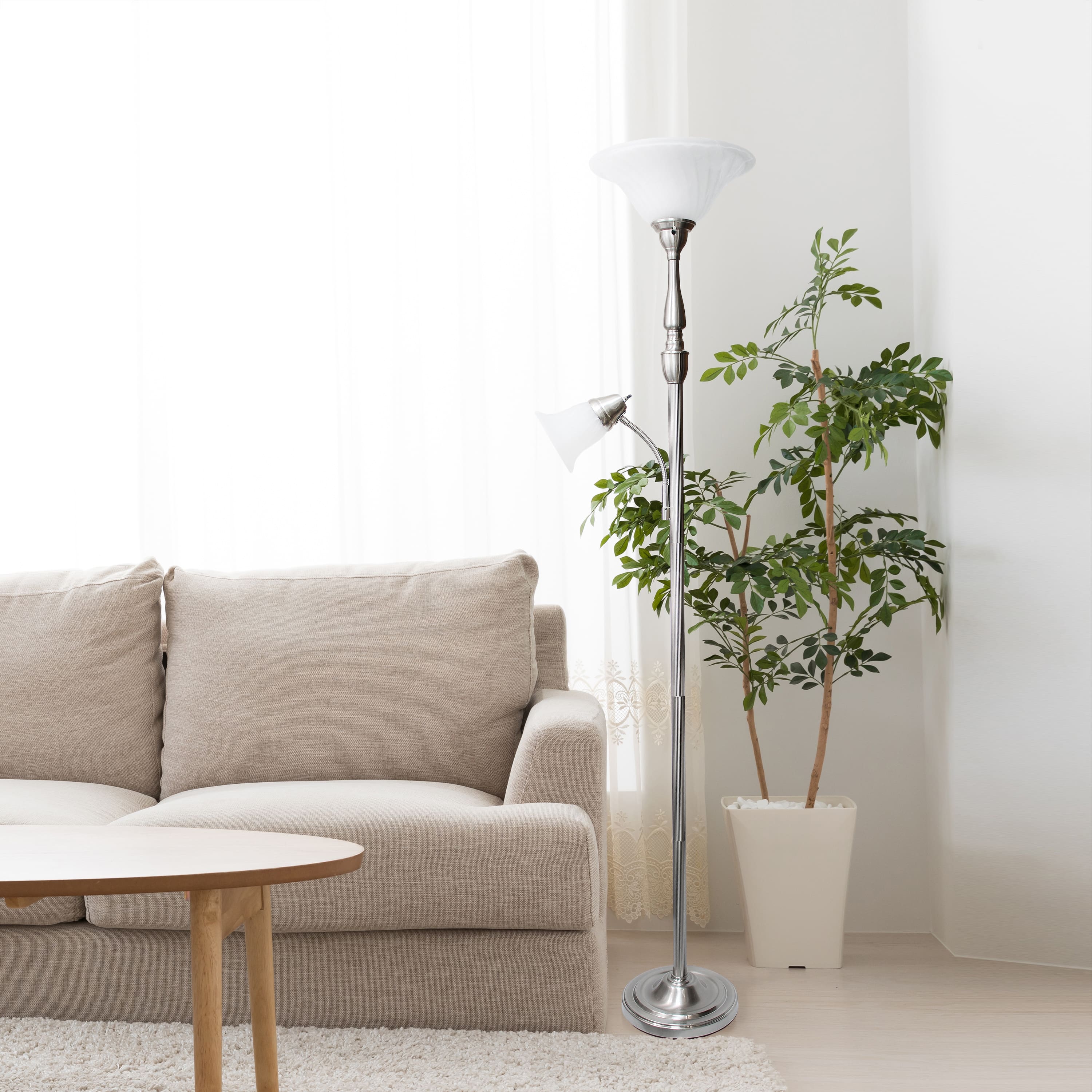 Lalia Home Torchiere Floor Lamp with Reading Light