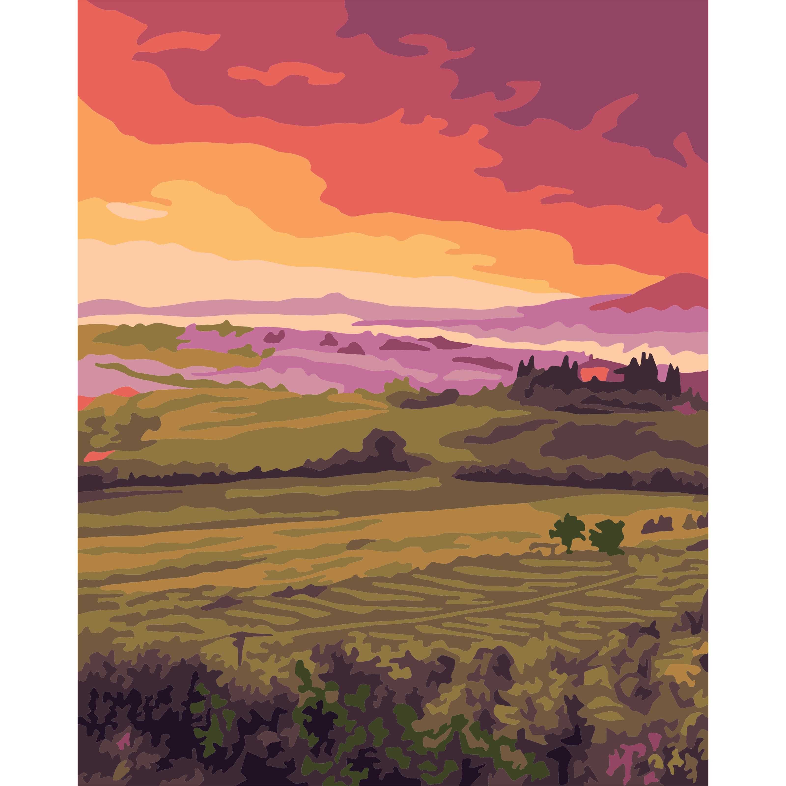 8" x 10" Sunset Fields Paint-by-Number Kit with Wood Display Hanger by Artist's Loft®
