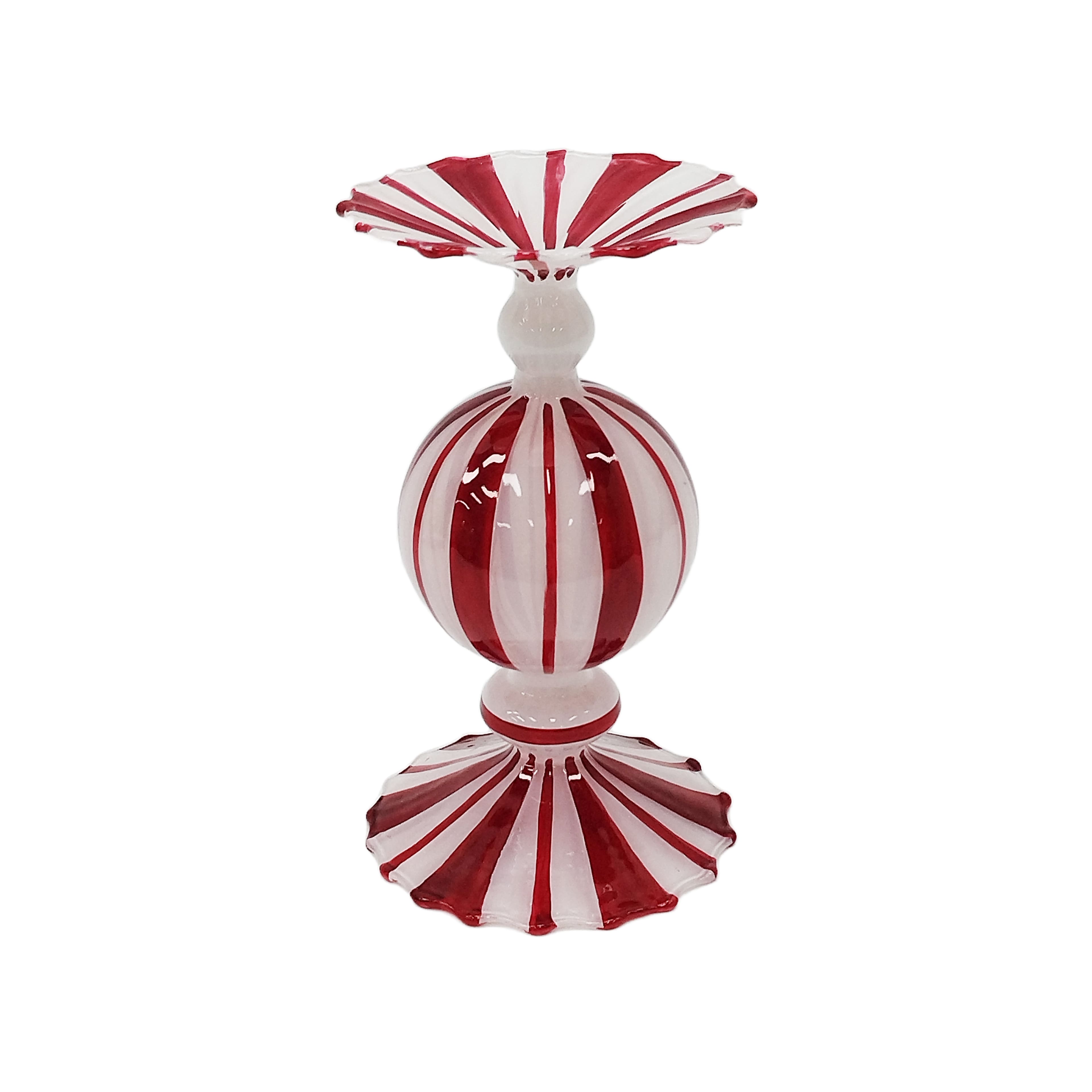 Red &#x26; White Bubble Glass Pillar Candle Holder by Ashland&#xAE;