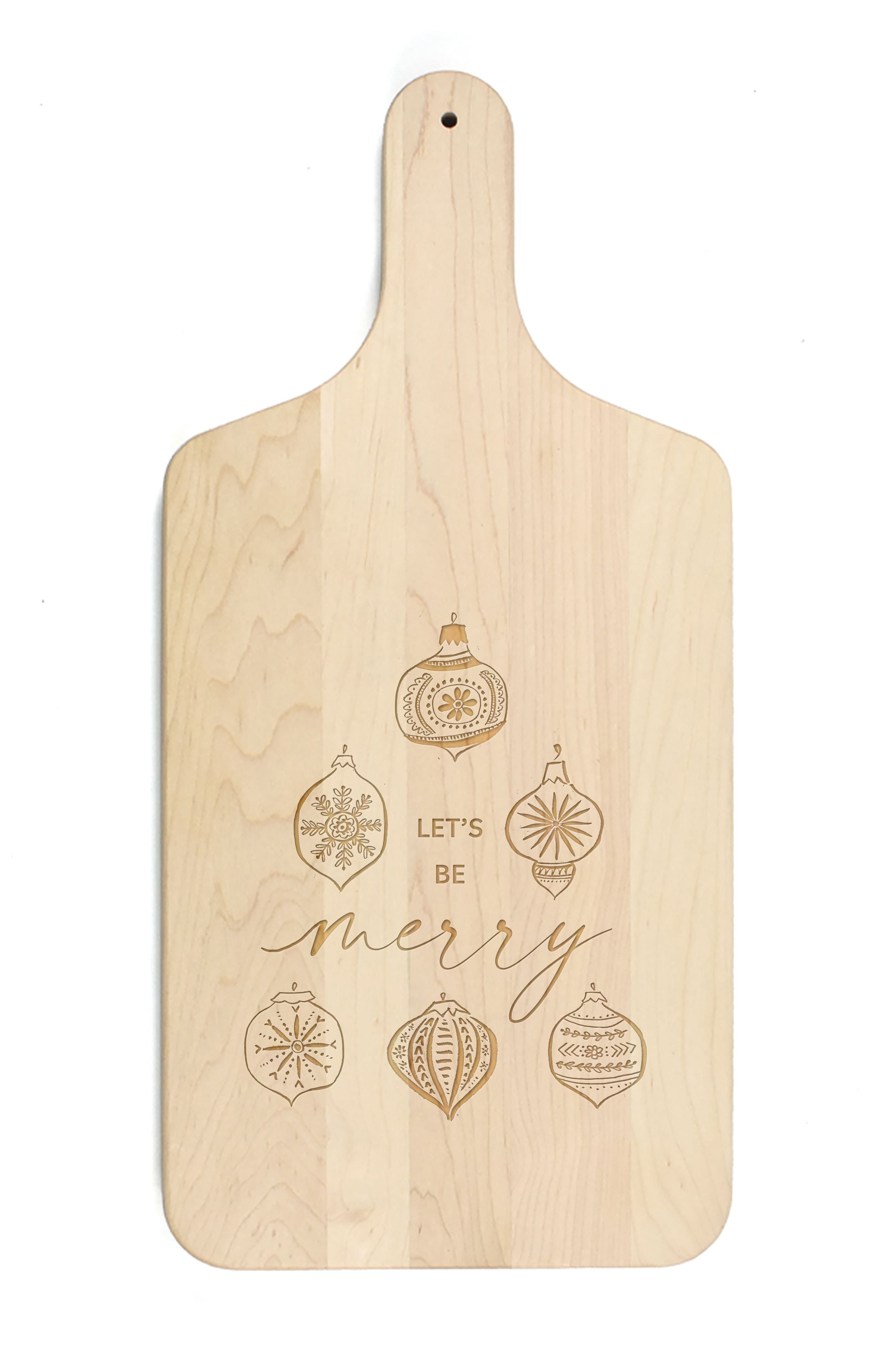17&#x22; Let&#x27;s Be Merry Maple Paddle Cutting Board