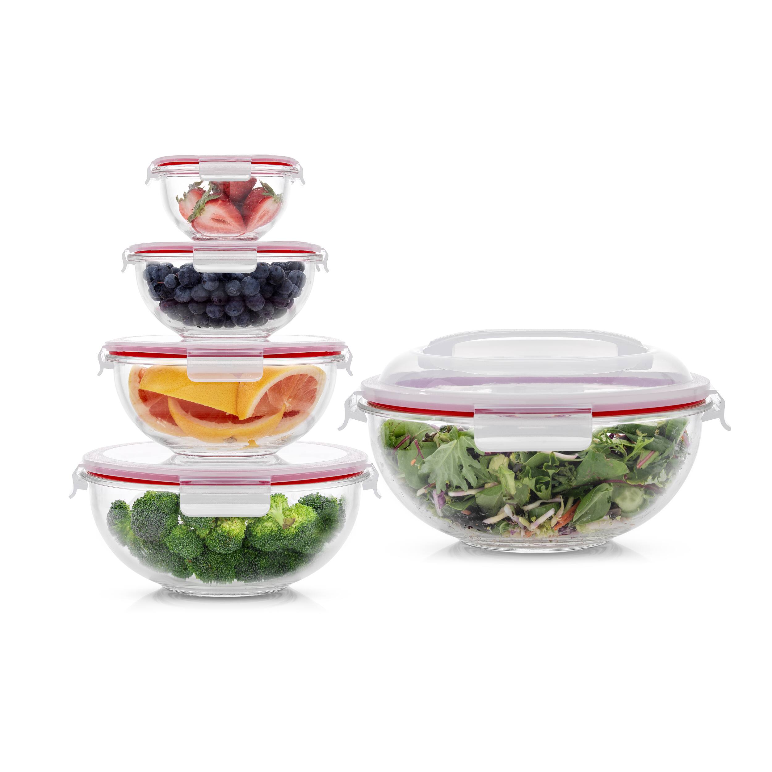 JoyJolt&#xAE; Red Glass Mixing Bowls Set