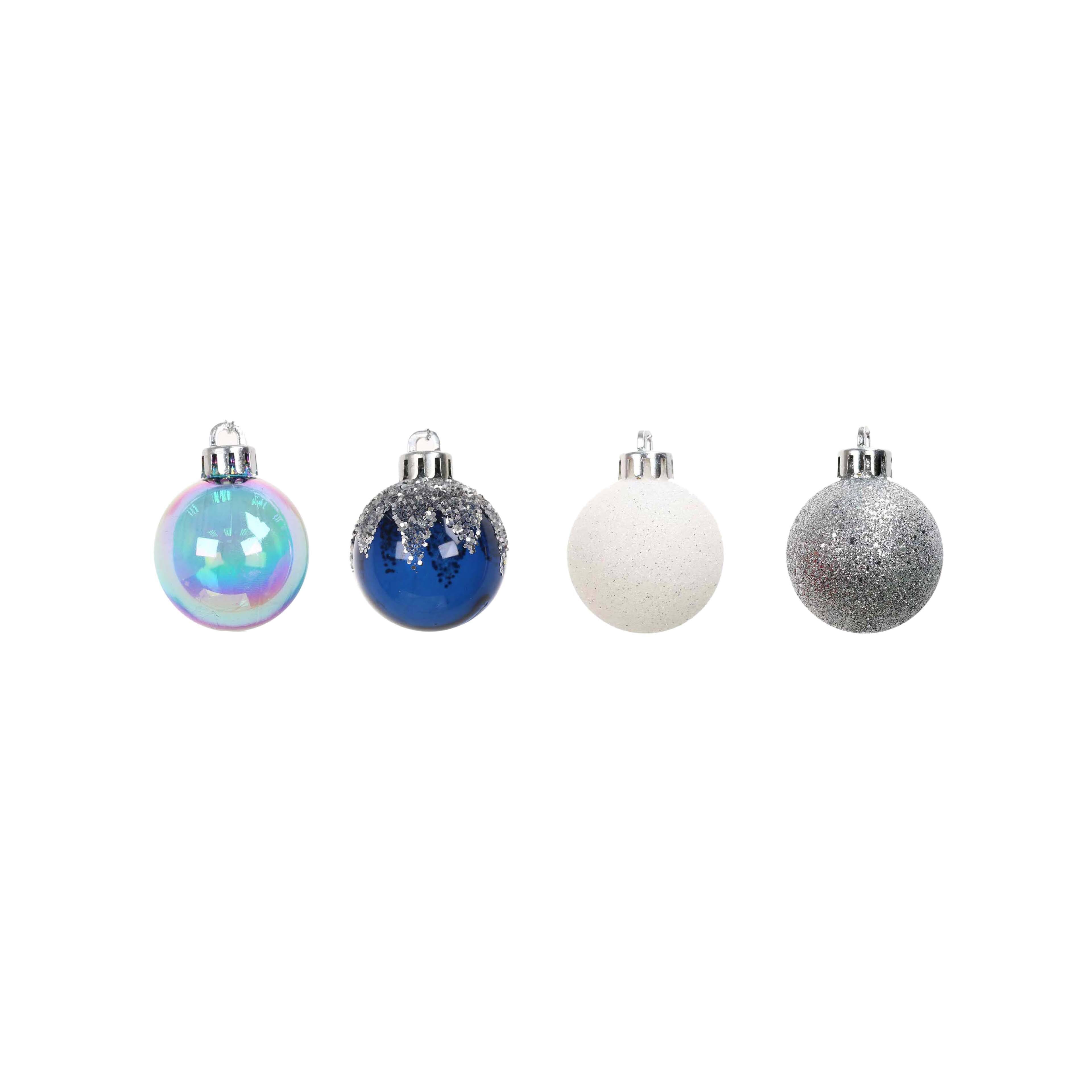 Assorted Blue, White &#x26; Silver Ball Plastic Ornament Tube by Ashland&#xAE;, 1pc.