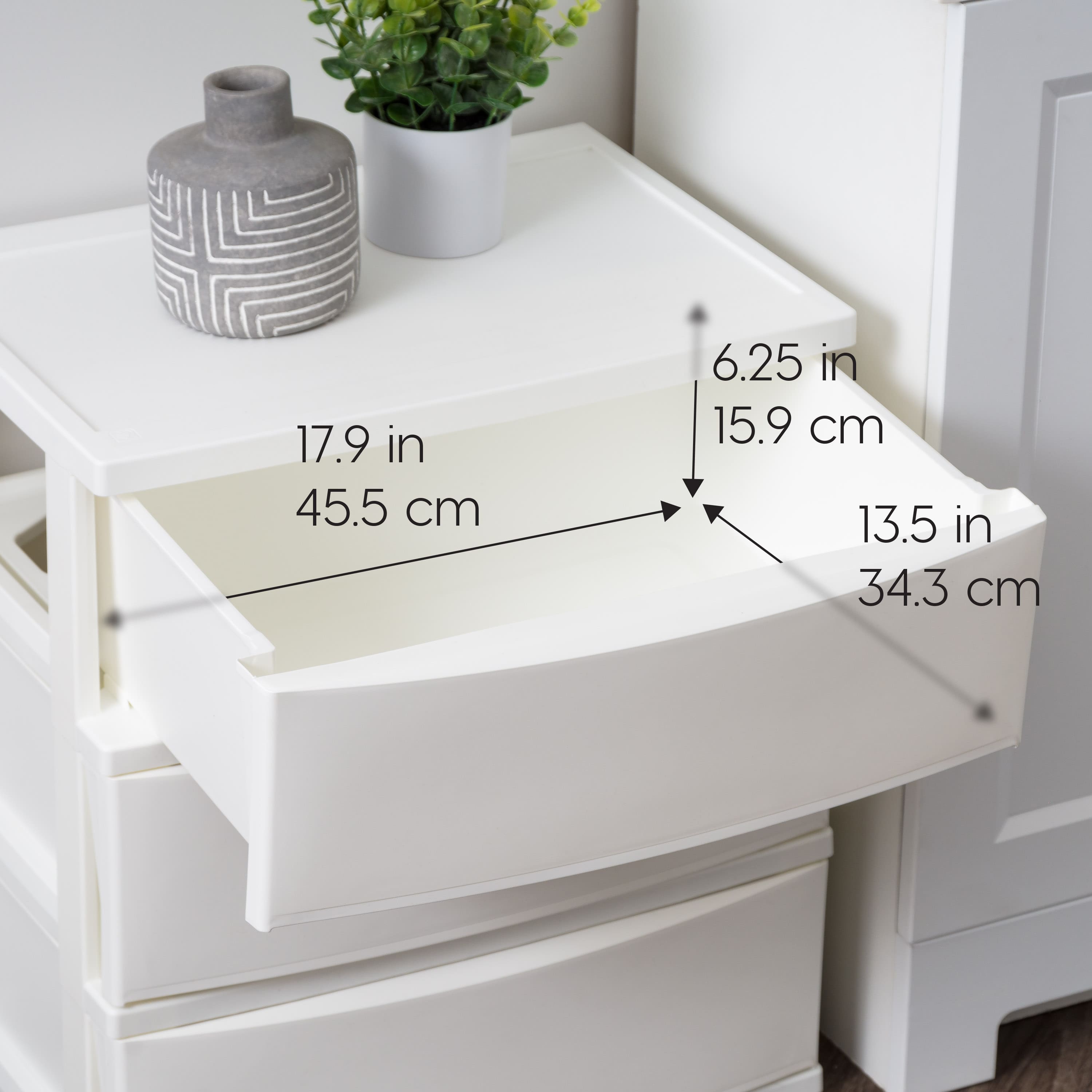 IRIS&#xAE; 29.5qt. White Wide 3-Drawer Stacking Chests, 2ct.