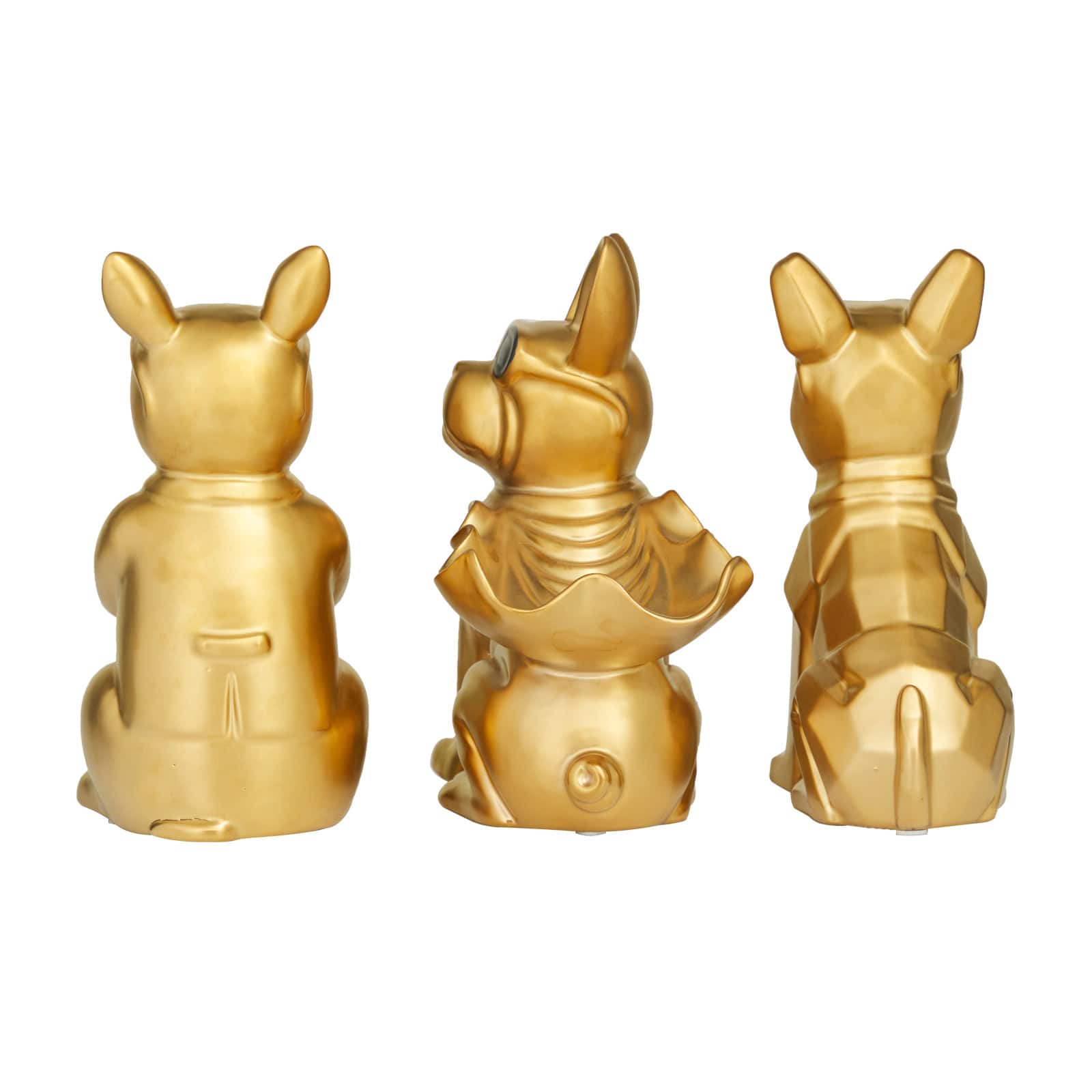 CosmoLiving by Cosmopolitan 10" Gold Bulldog Sculpture with Sunglasses Set