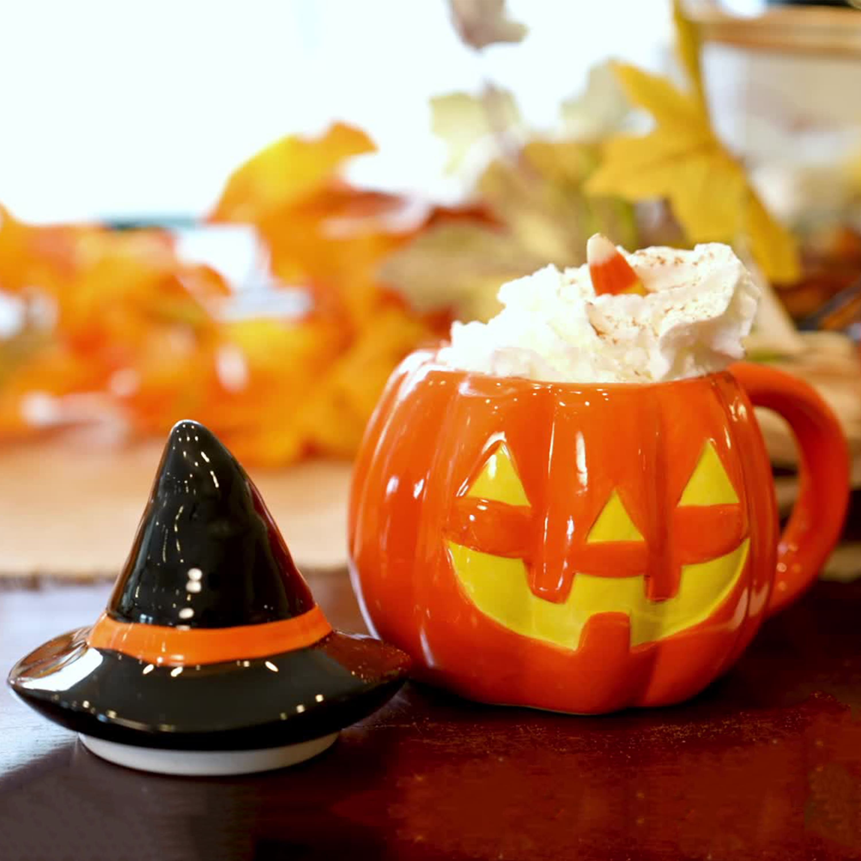 Mr. Halloween Lidded Jack-O-Lantern Mug with Spoon