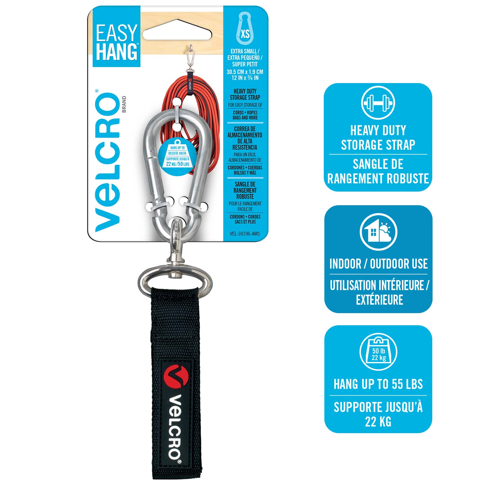 VELCRO Brand Easy Hang Strap Storage Organising Solution 