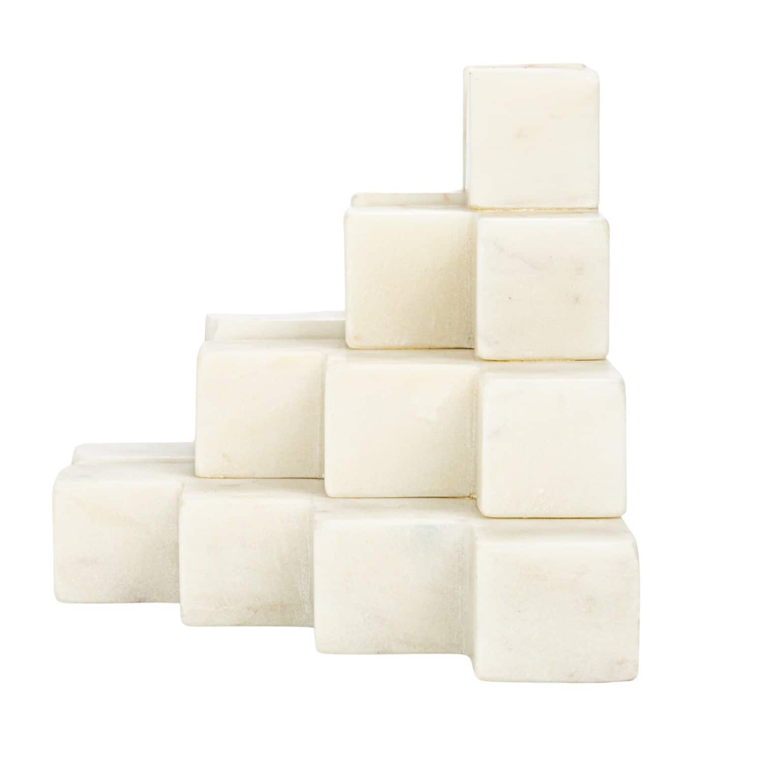 Hello Honey® 5" White Decorative Marble Stairstep Bookends Set
