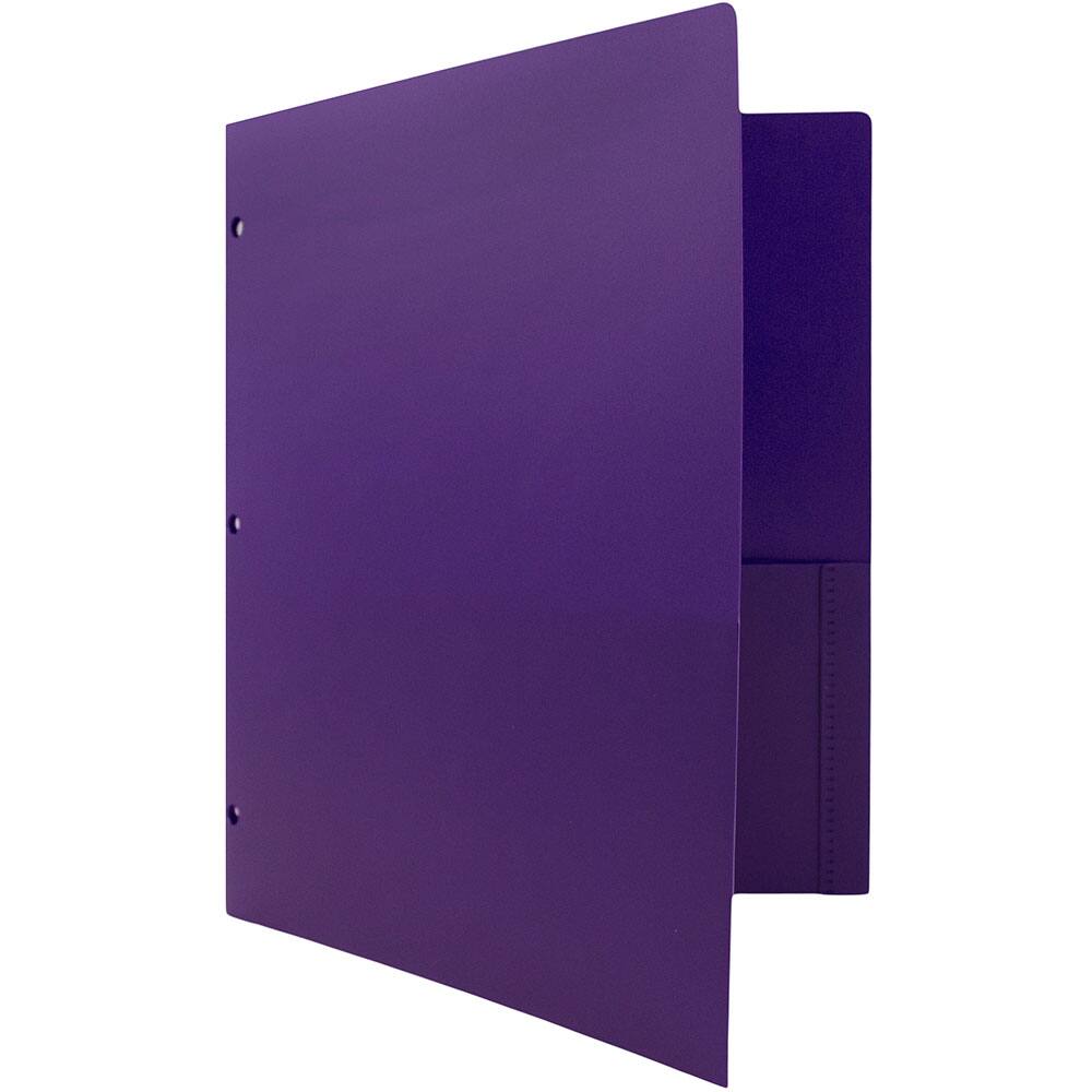 JAM Paper 3-Hole Heavy Duty Plastic Pocket Folder, 6ct.