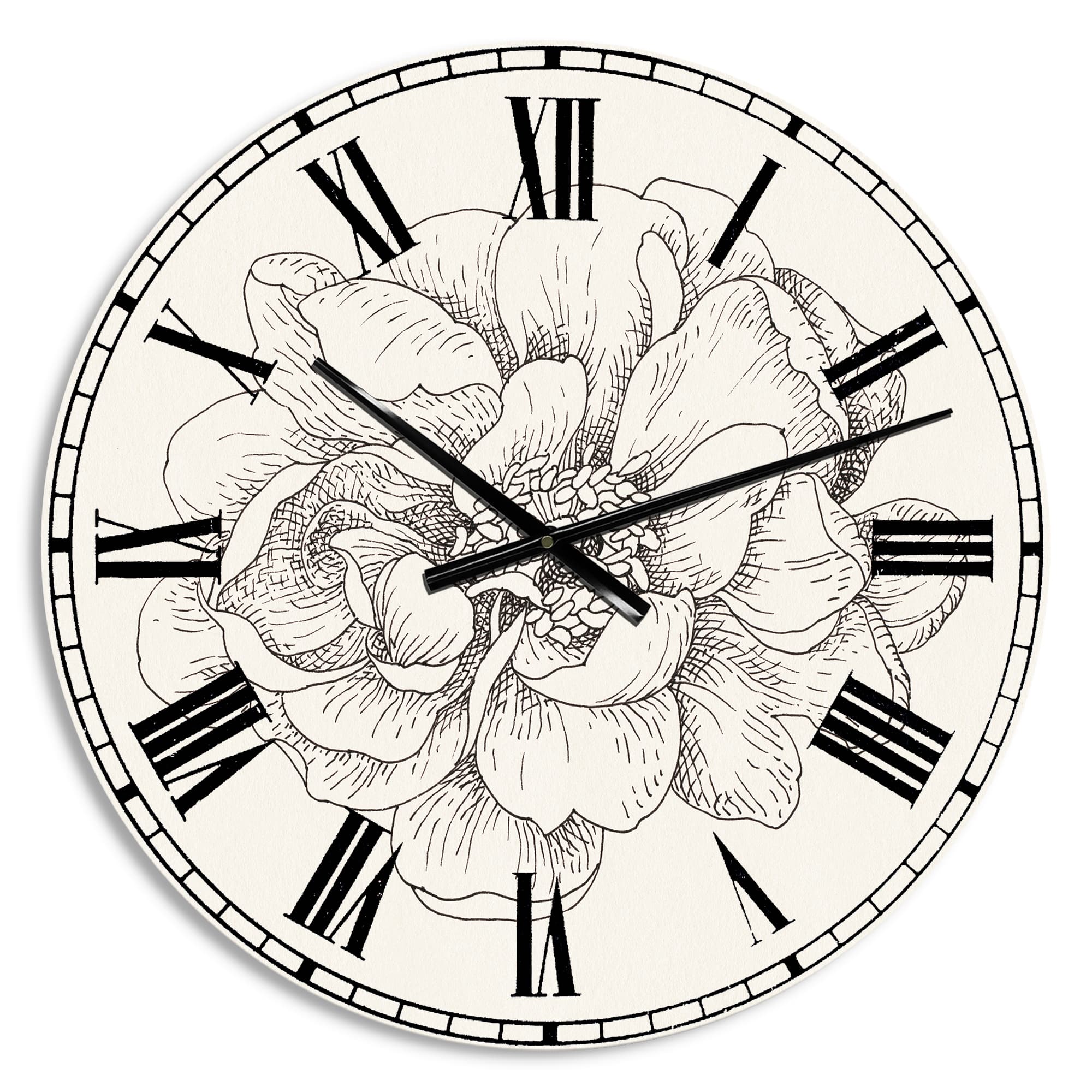 Designart 'Pen And Ink Florals Iv Farmhouse Wall Clock