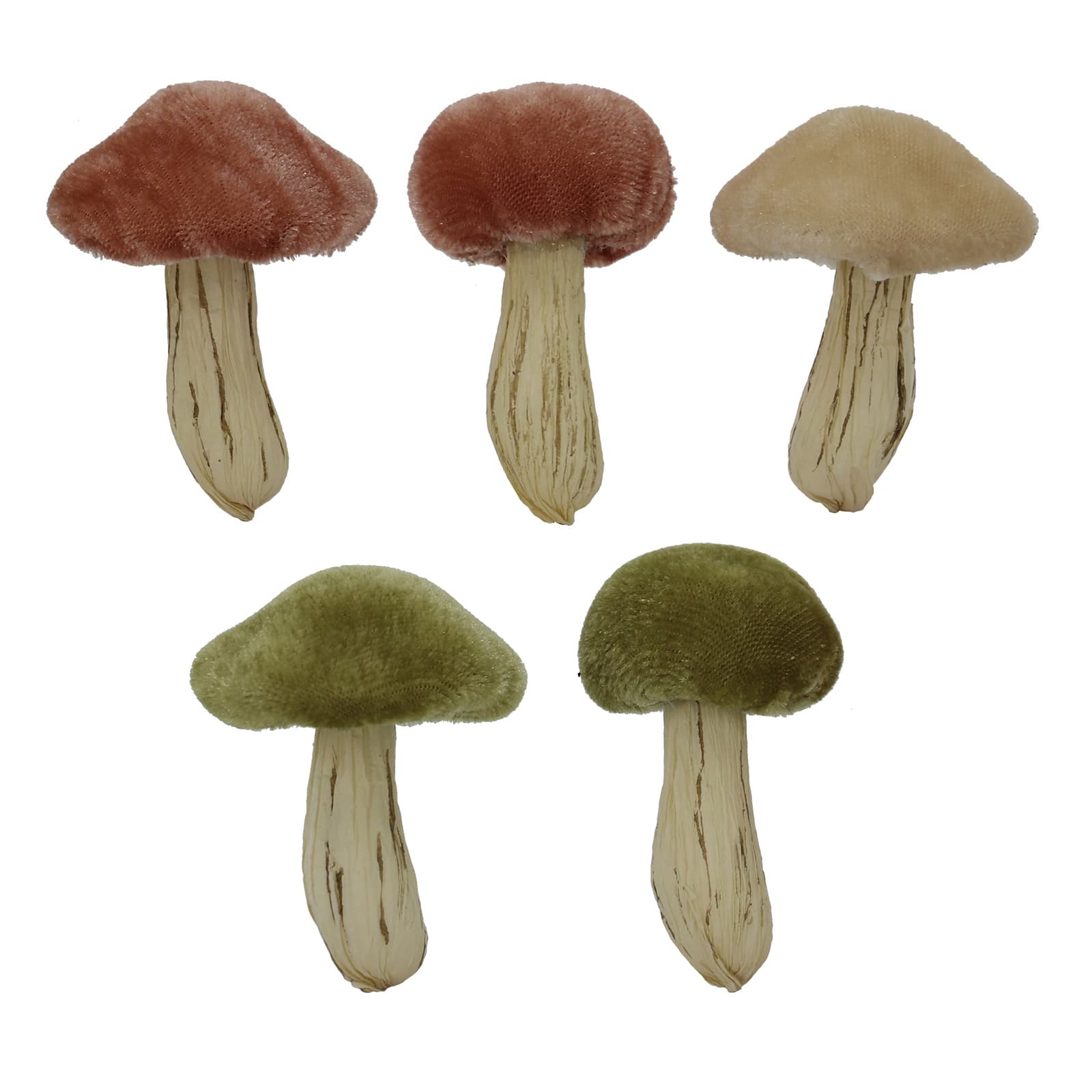Green, Cream &#x26; Pink Velvet Decorative Mushrooms, 5ct. by Ashland&#xAE;