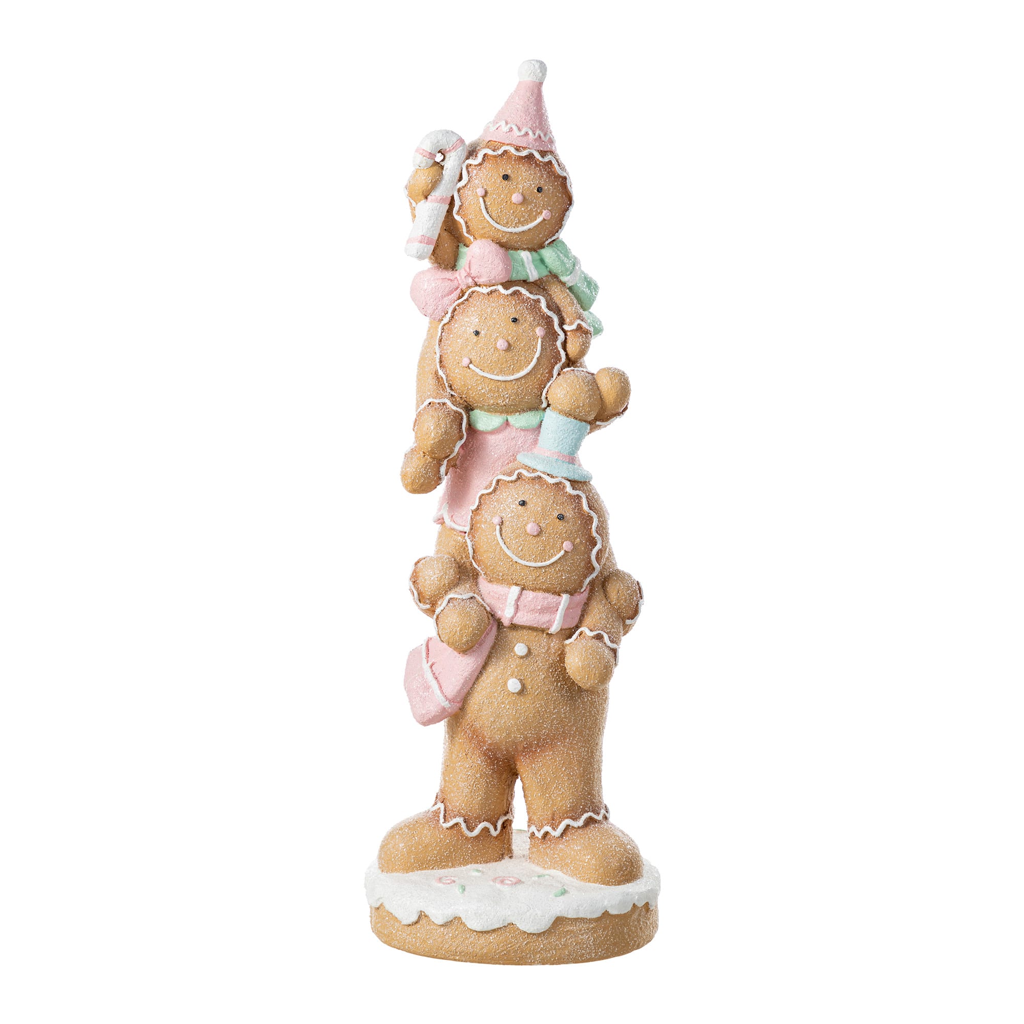 Glitzhome&#xAE; 29.25&#x22; Christmas Macaron Resin Stacked Gingerbread Man Porch Decor