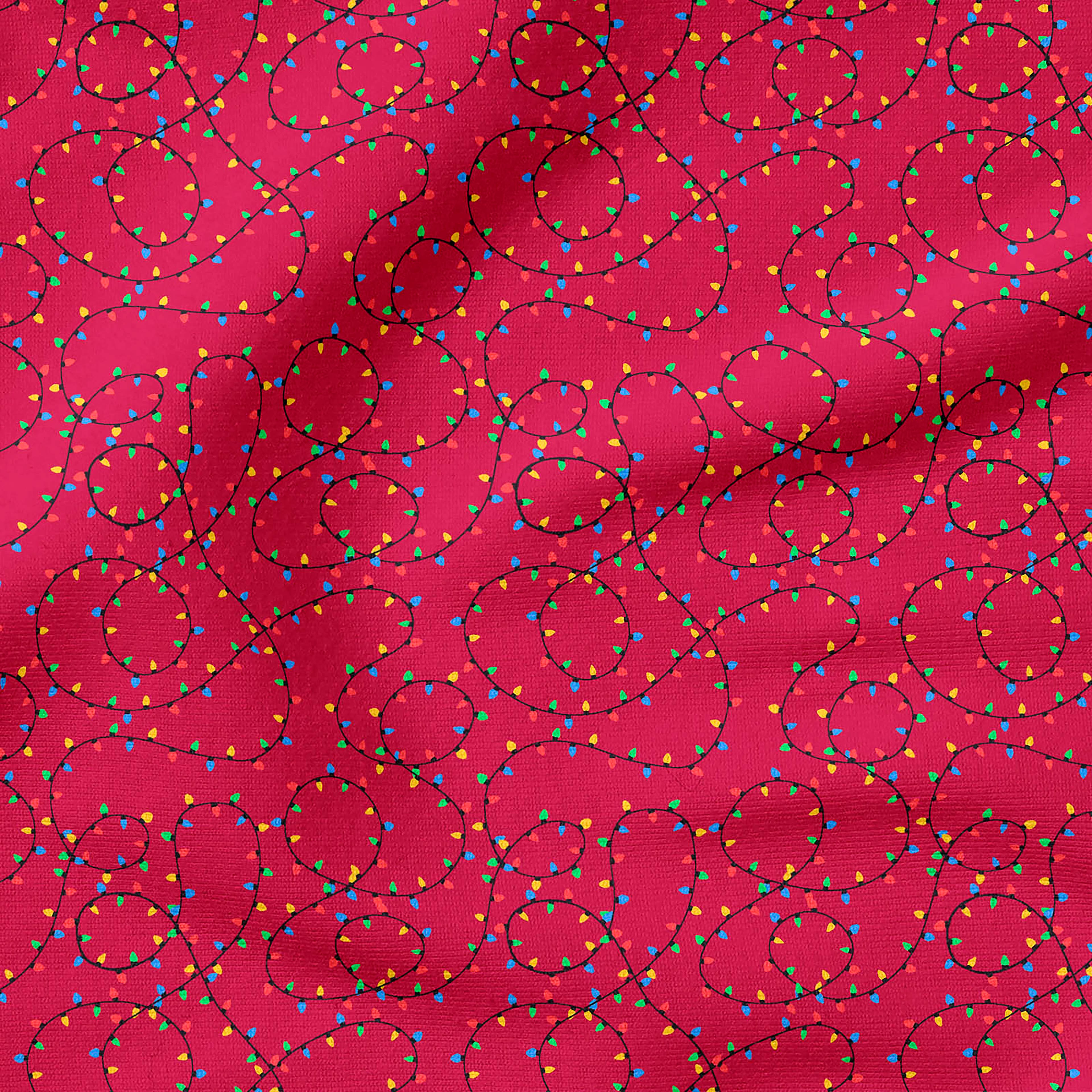 Fabric Editions Red Holiday Lights Cotton Fabric