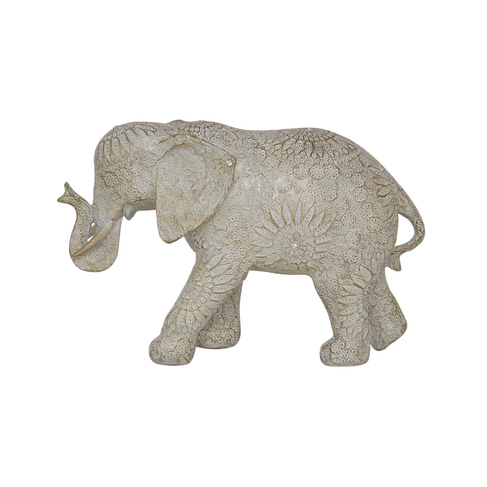 11&#x22; White Eclectic Elephant Sculpture