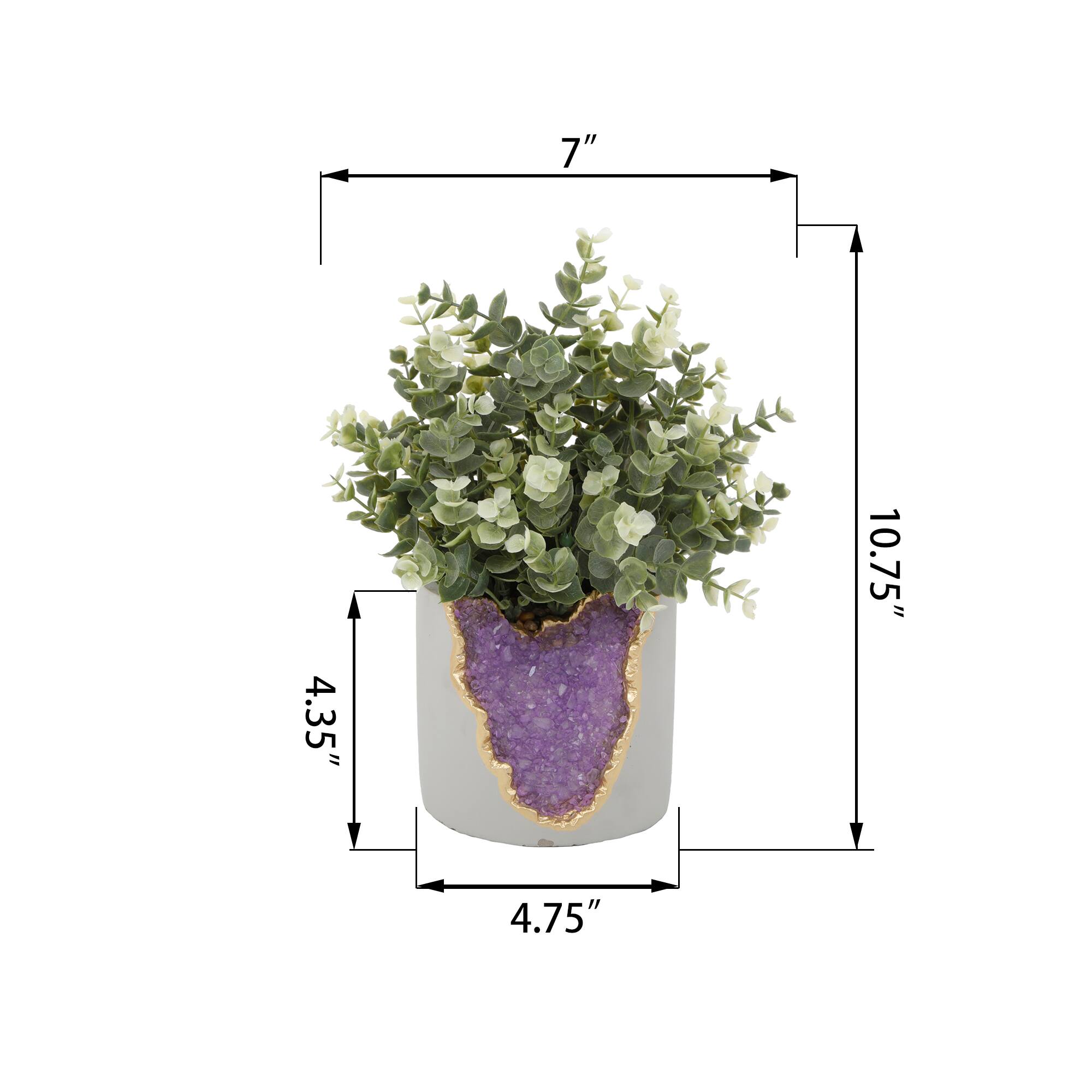 Flora Bunda&#xAE; 11&#x22; Eucalyptus in Purple Amethyst Crystal Planter