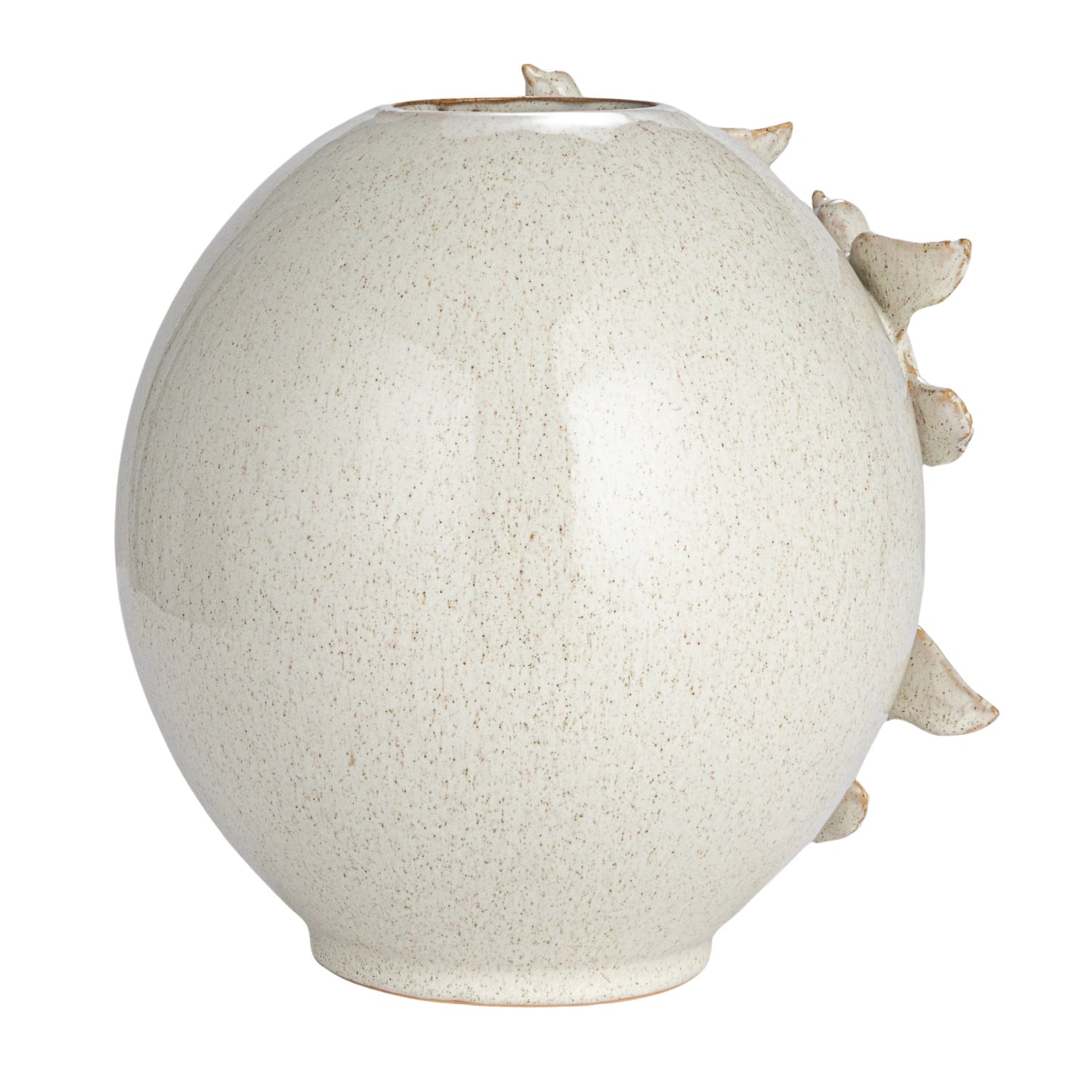 Hello Honey® 10.25" Cream with Reactive Glaze Birds Stoneware Vase