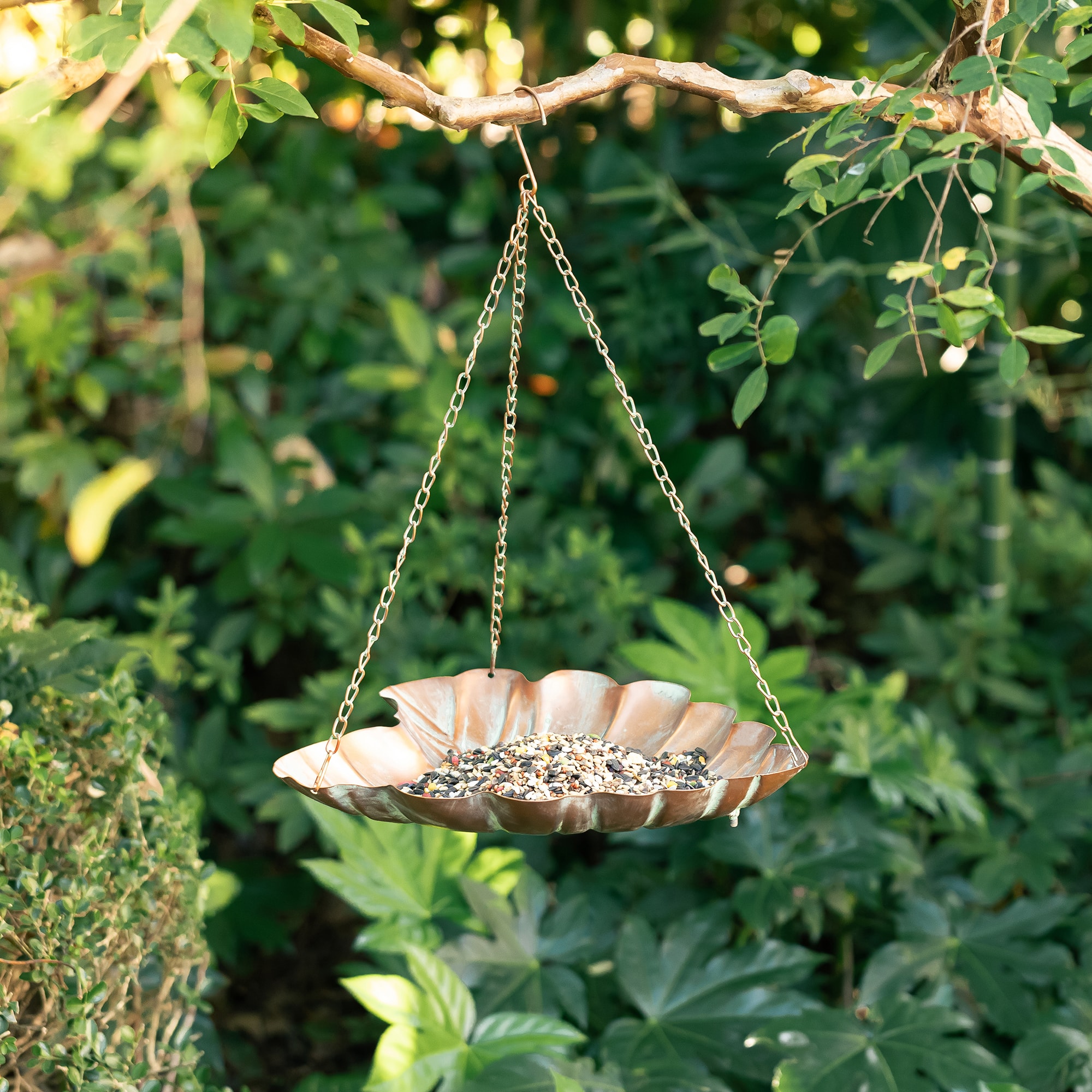 Glitzhome&#xAE; 19.5&#x22; Multi-Functional Faux Copper Patina Finish Bird Feeder