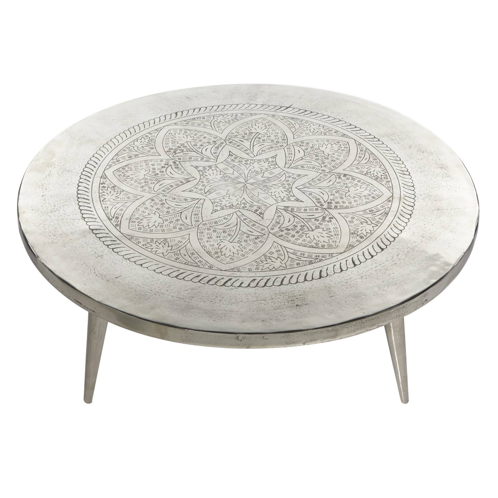 Silver Aluminum Traditional Coffee Table