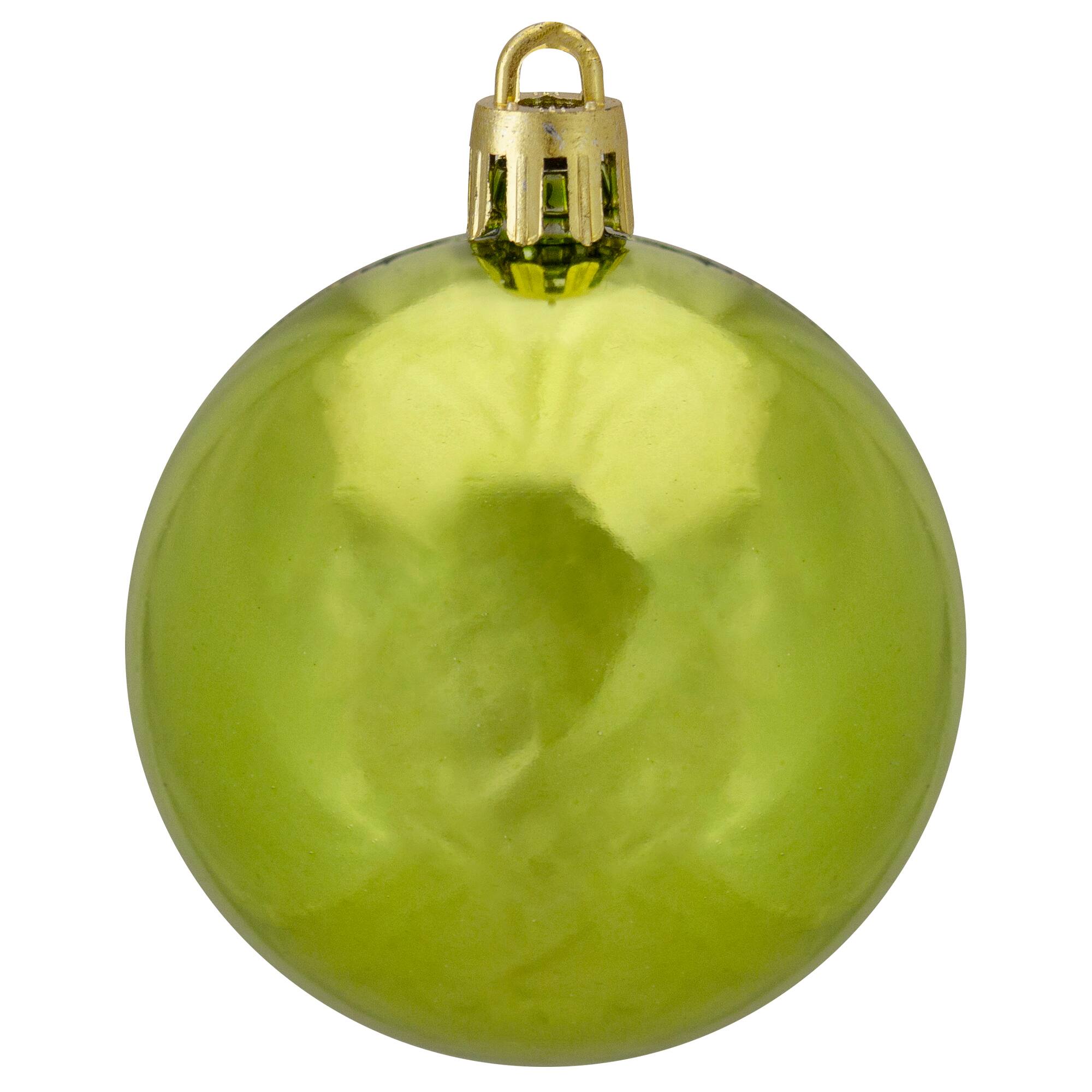 60ct Shiny Green Kiwi Shatterproof Ball Ornaments