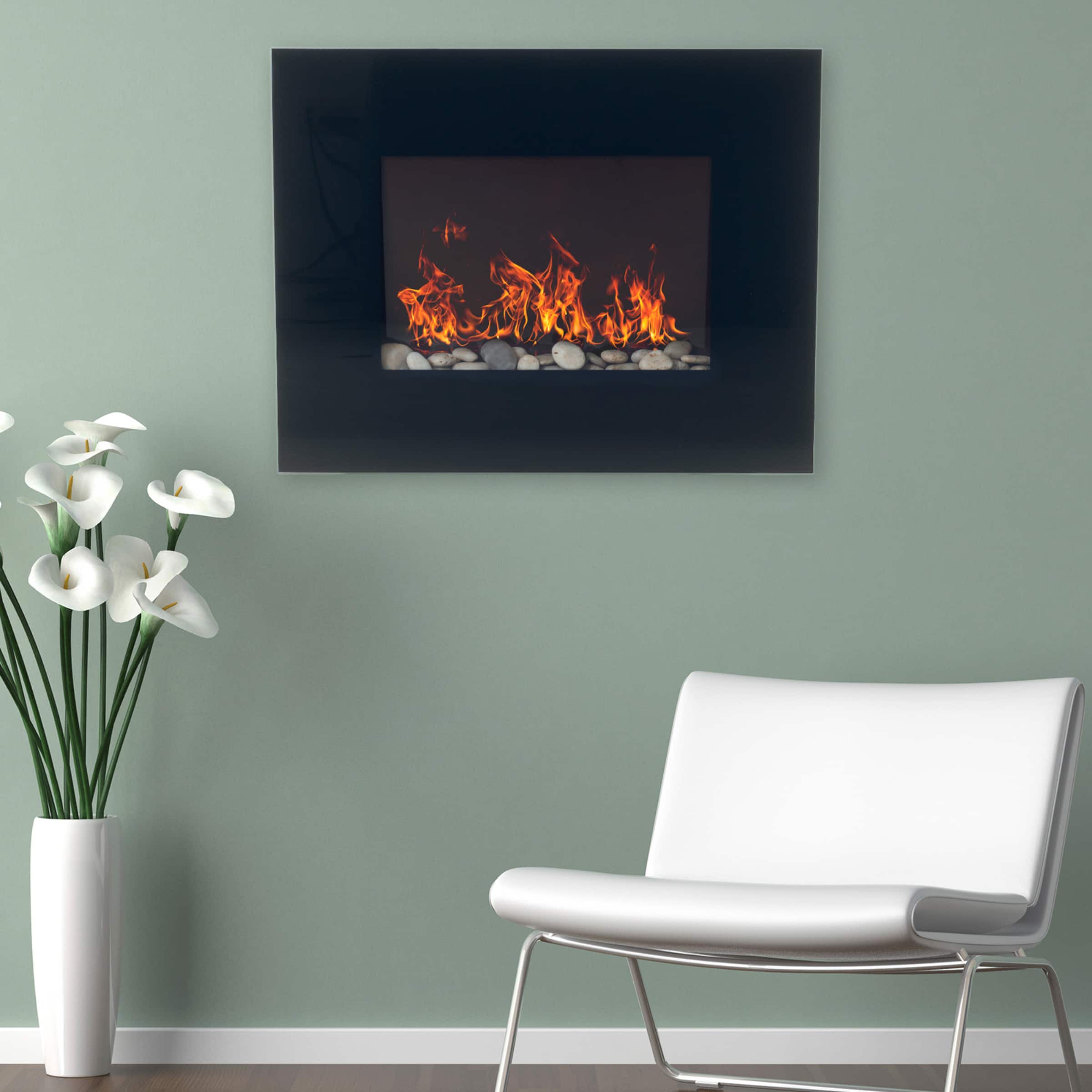 Hastings Home 26&#x22; Black Electric Fireplace