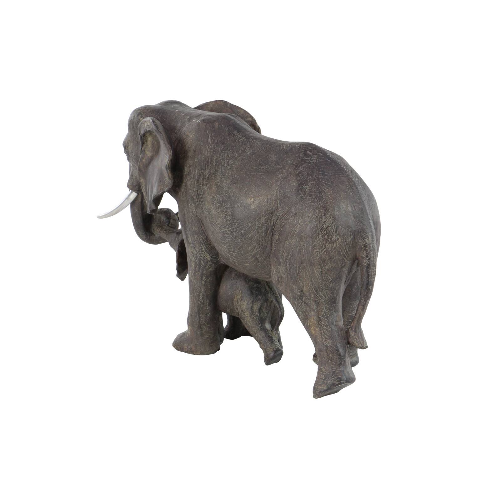 20" Dark Gray Eclectic Polystone Elephant Sculpture
