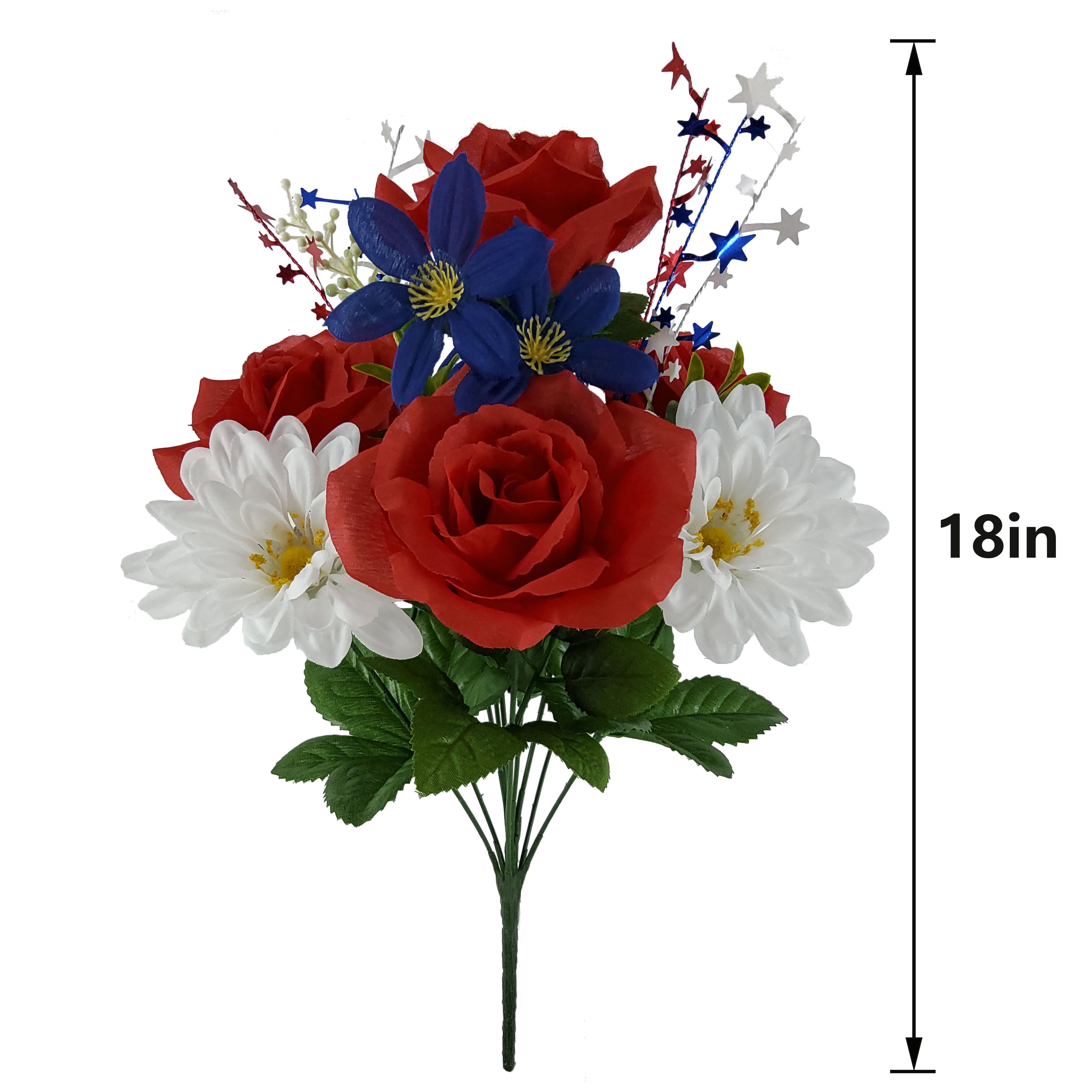 18&#x22; Red, White &#x26; Blue Rose Mix Bush with Stars by Celebrate It&#x2122;