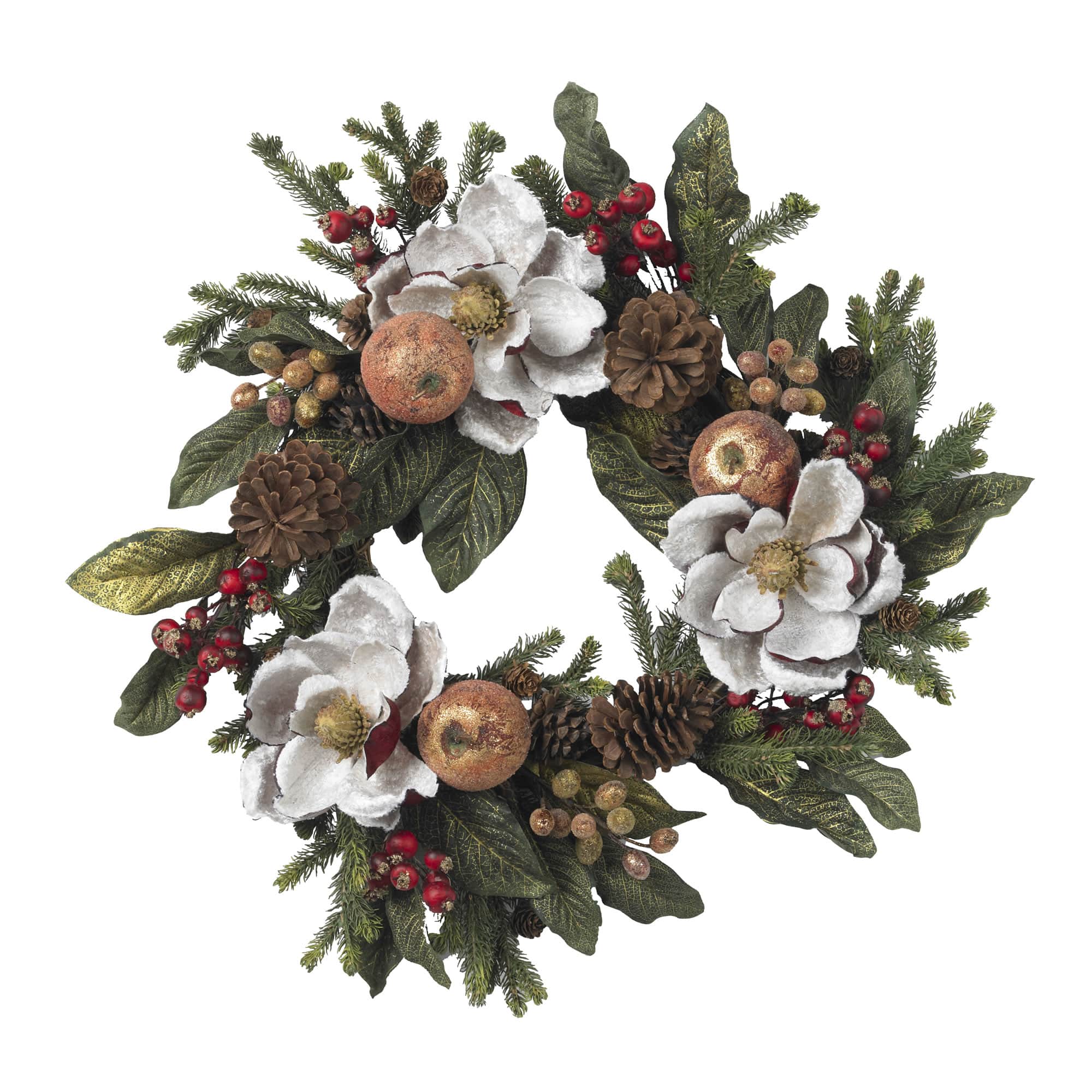 24&#x22; Magnolia Pinecone &#x26; Berry Wreath