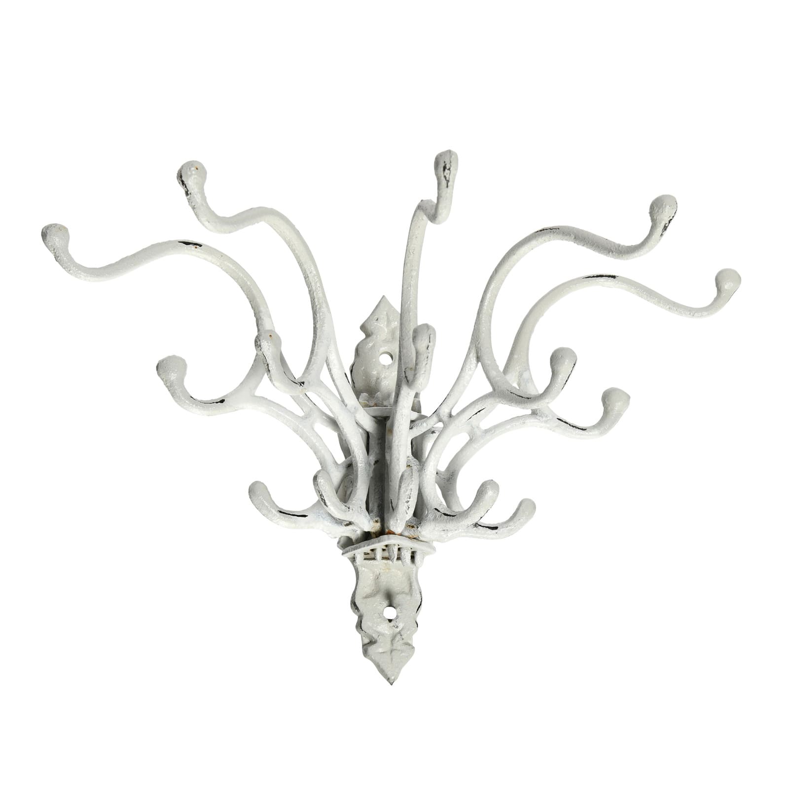 White Decorative Distressed Metal Wall Hook