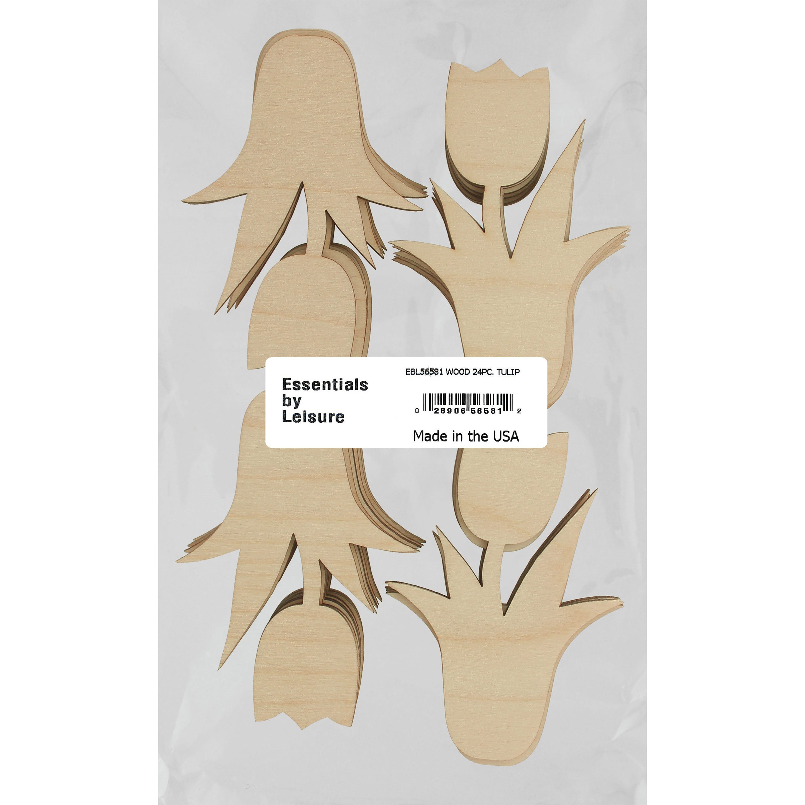Essentials by Leisure Arts 24 Pack 2.5&#x22; x 3.63&#x22; Tulip Flat Wood Shape