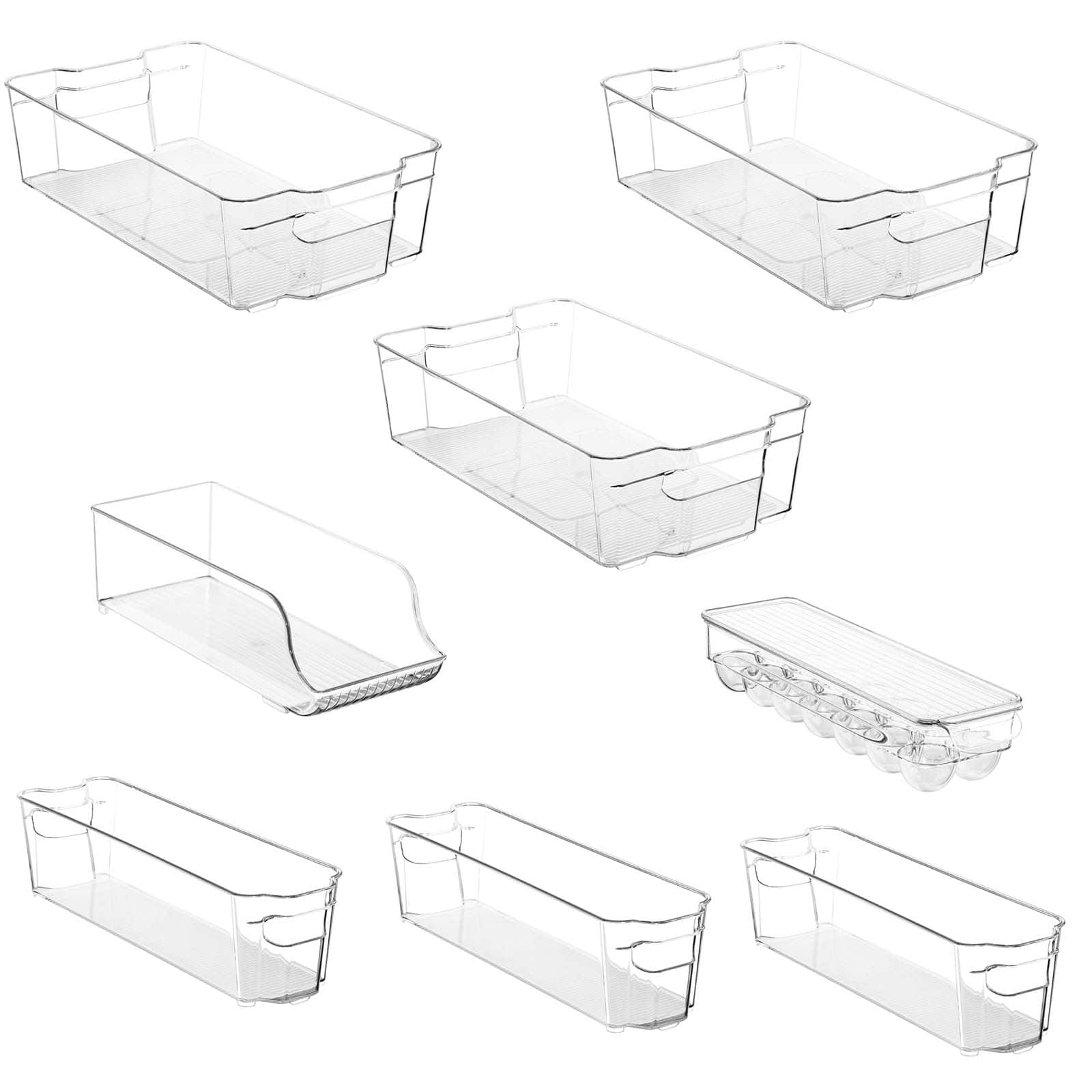 Sorbus 8-Piece Clear Organizer Bin Set