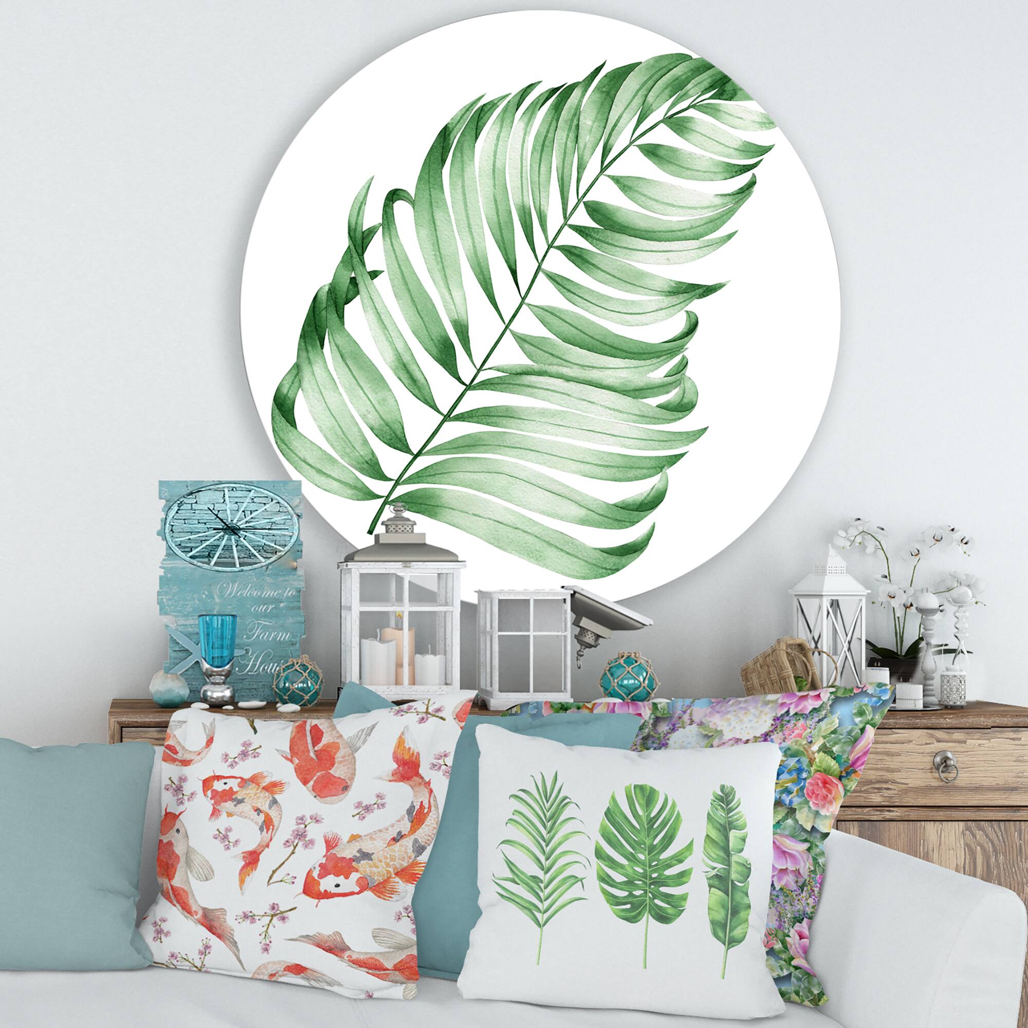 Designart - Tropical Leaf Of Monstera II - Farmhouse Metal Circle Wall Art