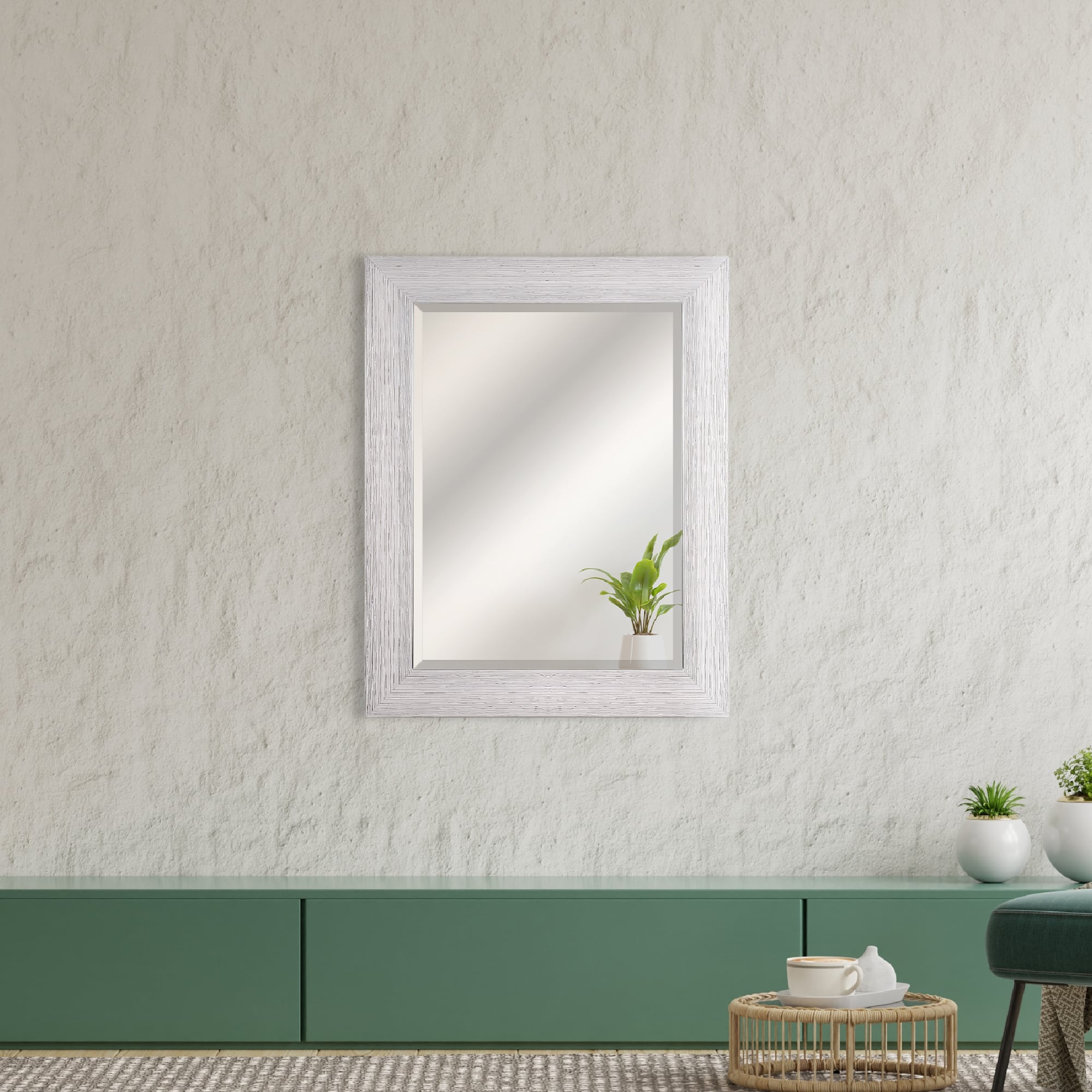 Head West 29" Chrome Textured Frame Accent Wall Mirror