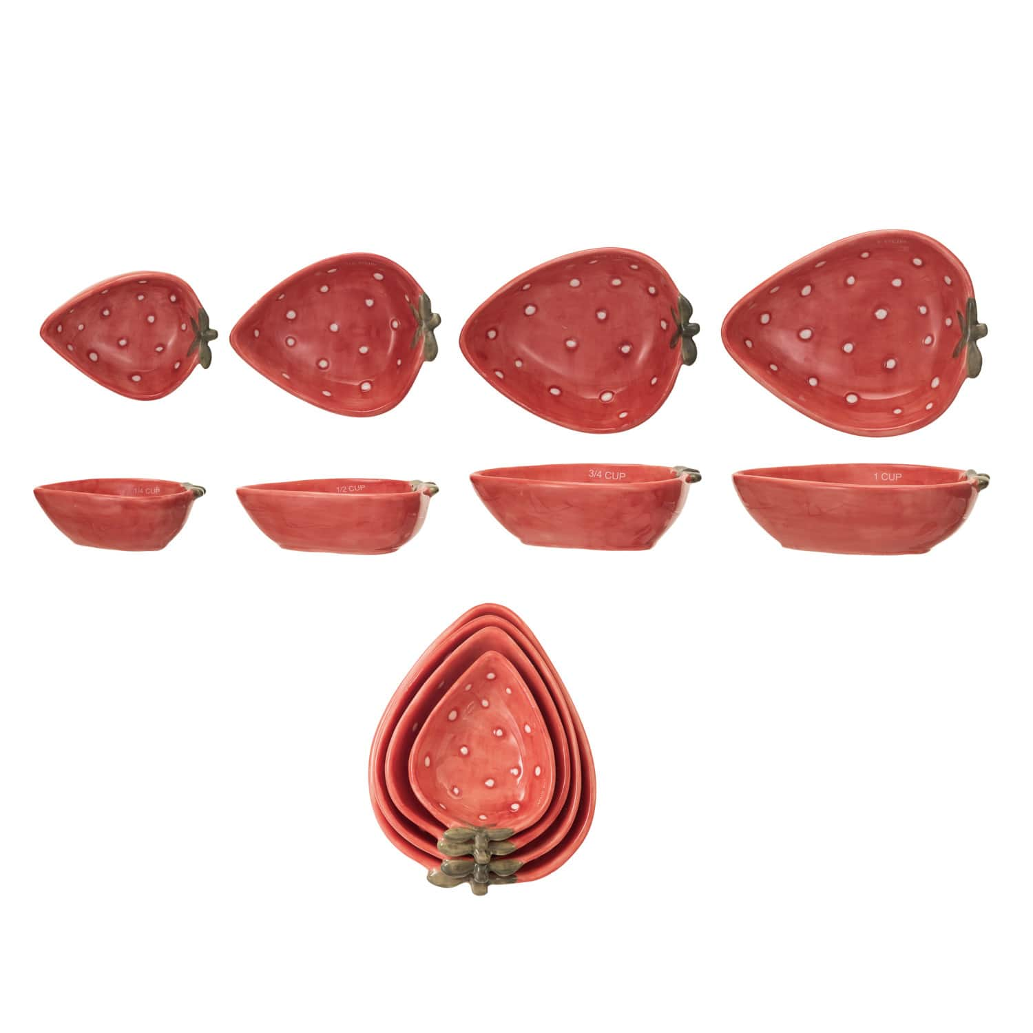 Strawberry Stoneware Measuring Cups Set