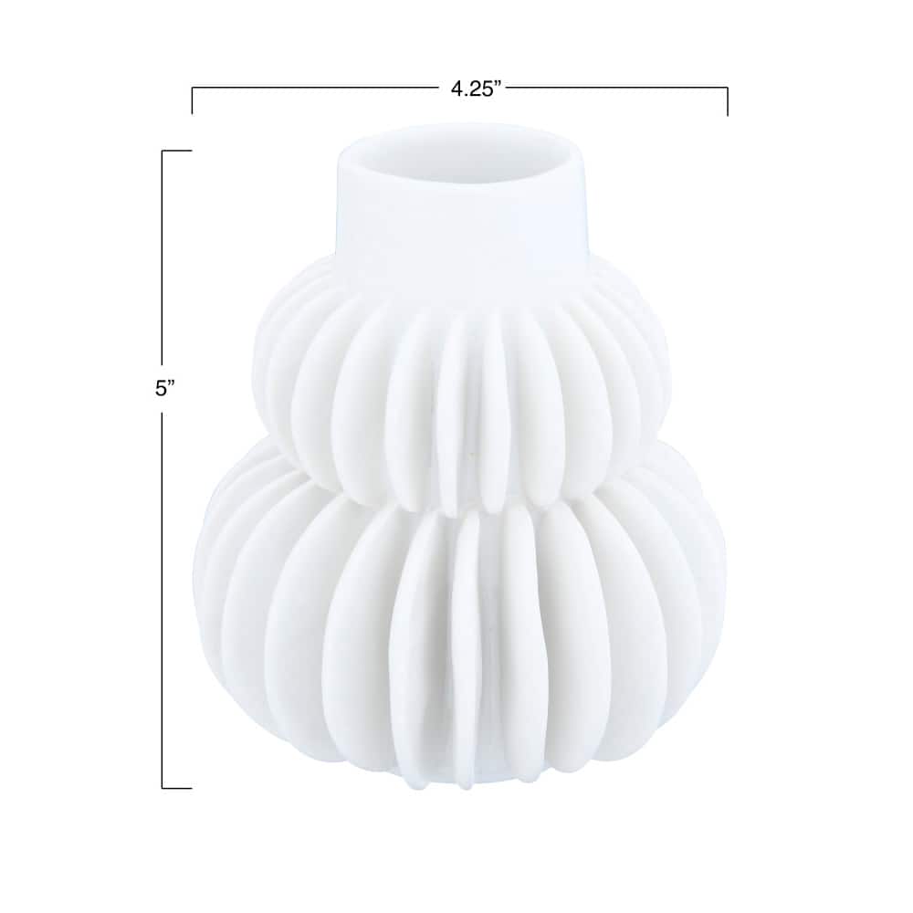 Hello Honey® 5" Handmade Stoneware Vase With Half Circle Pleated Design