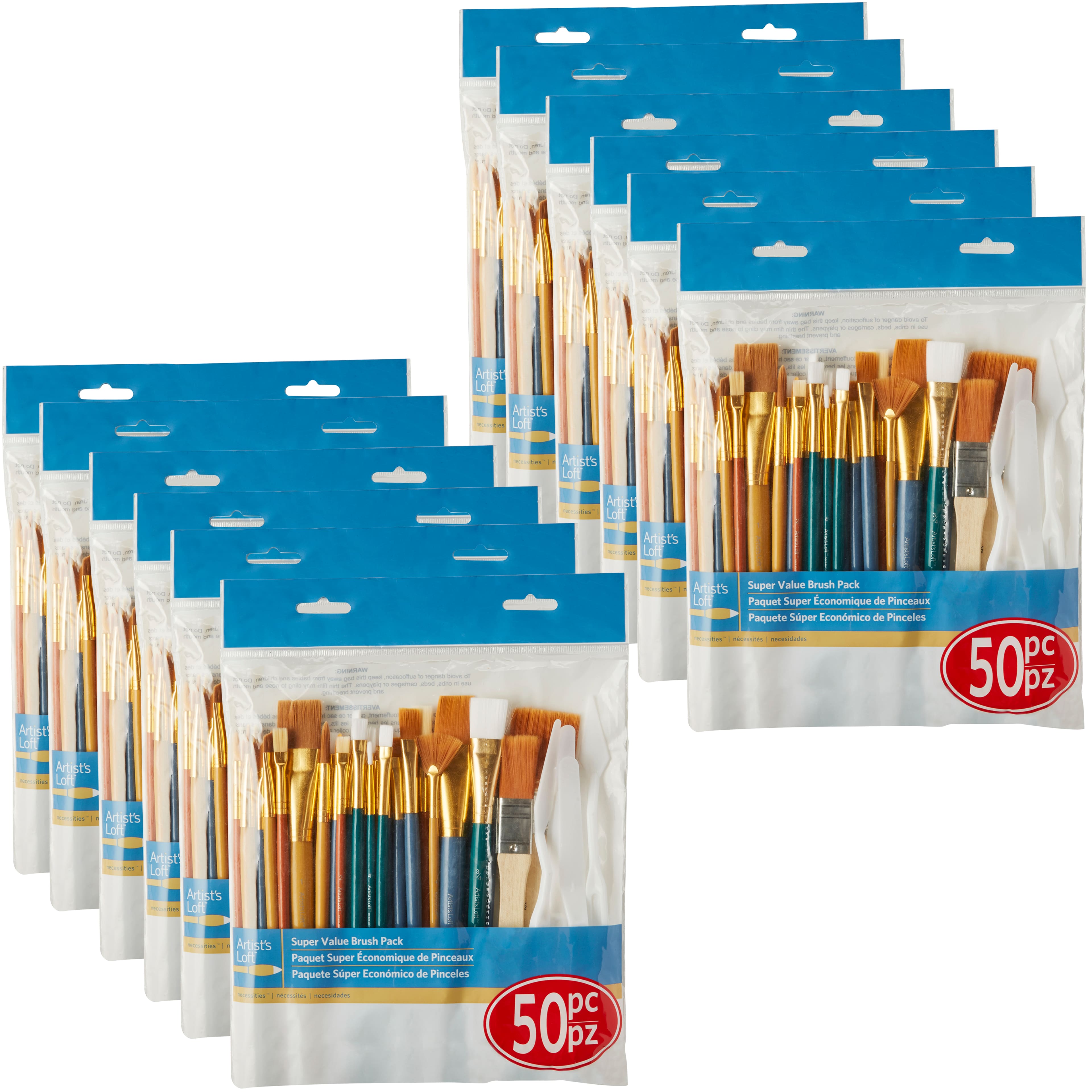 Buy in Bulk - 12 Packs: 50 ct. (600 total) Super Value Brush Set by  Artist's Loft™ Necessities™