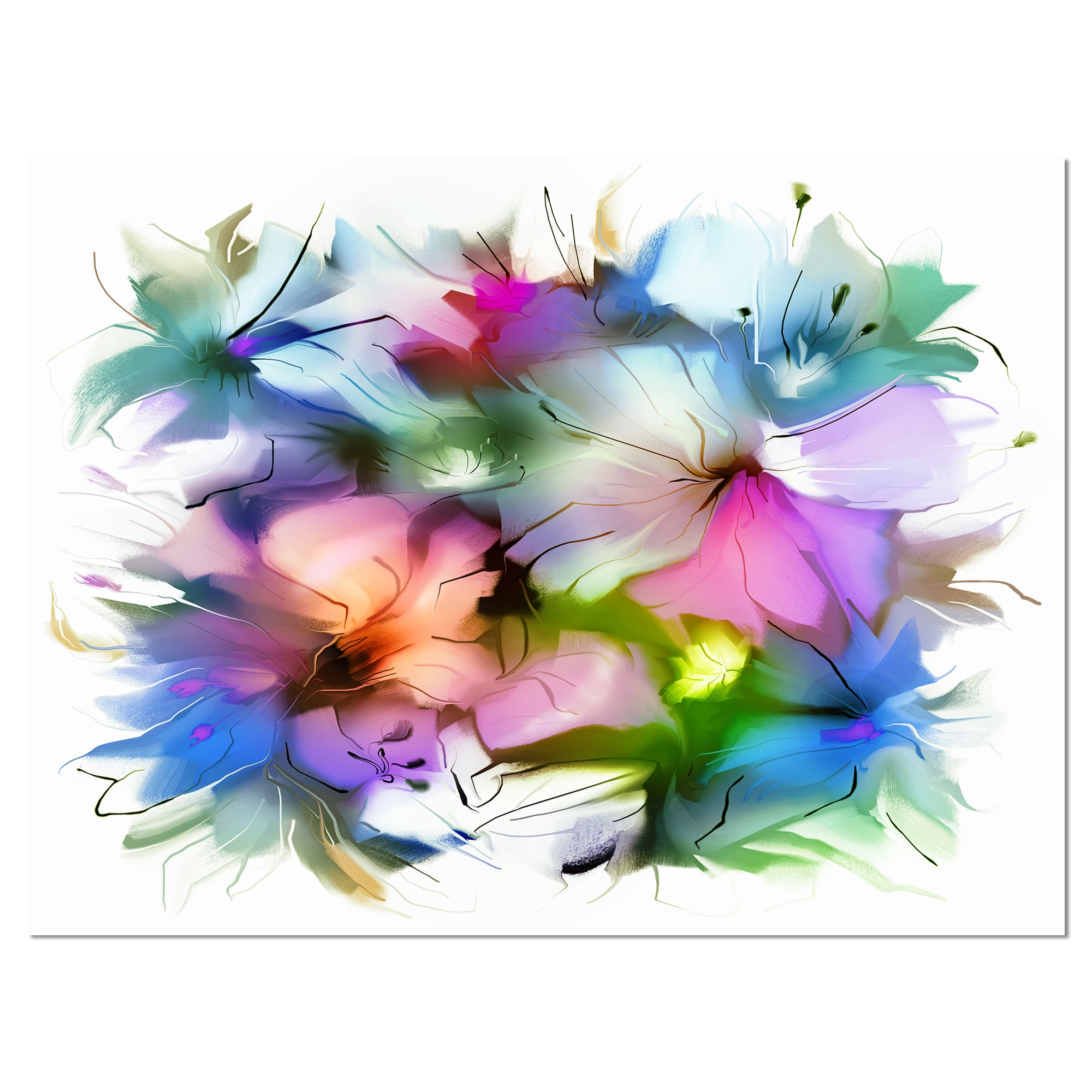 Designart - Watercolor Floral Bouquet - Extra Large Floral Wall Art