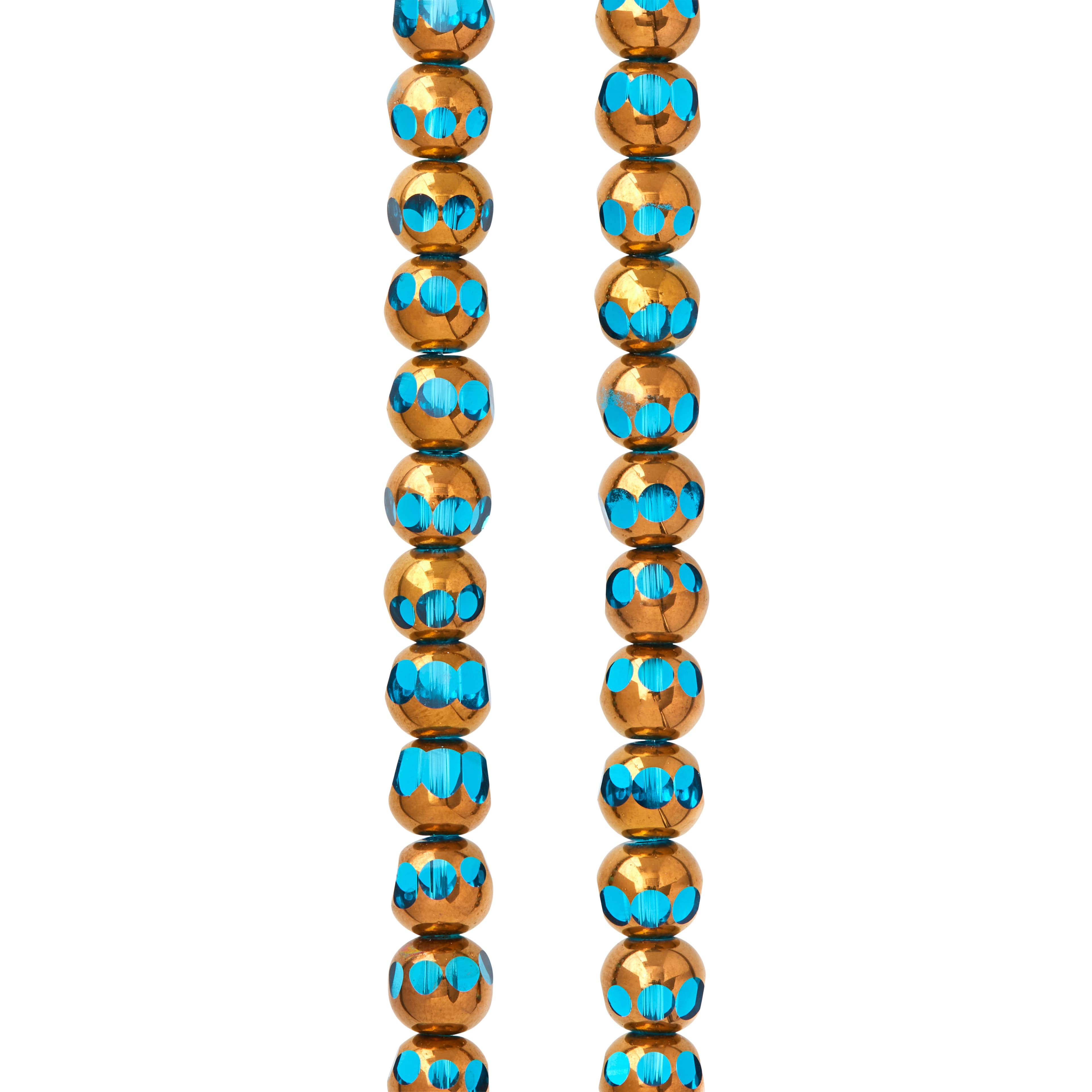 12 Packs: 40 ct. (480 total) Aqua & Copper Faceted Glass Round Beads, 8mm by Bead Landing™