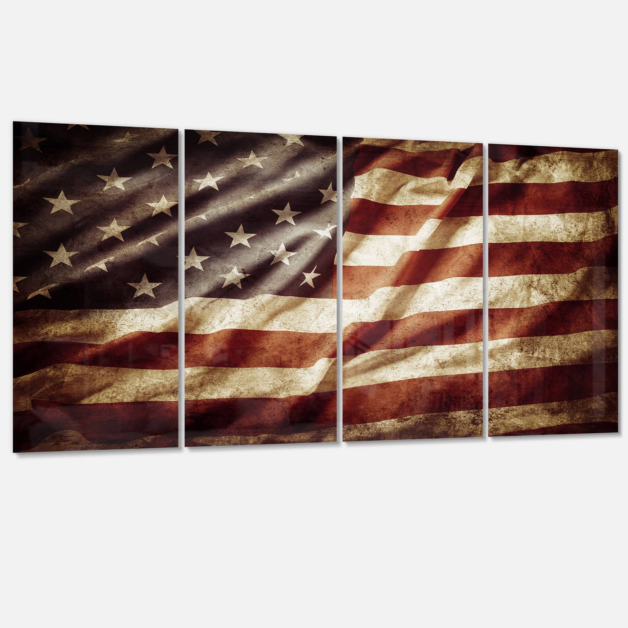 Designart - American Flag - Contemporary Canvas Art Print