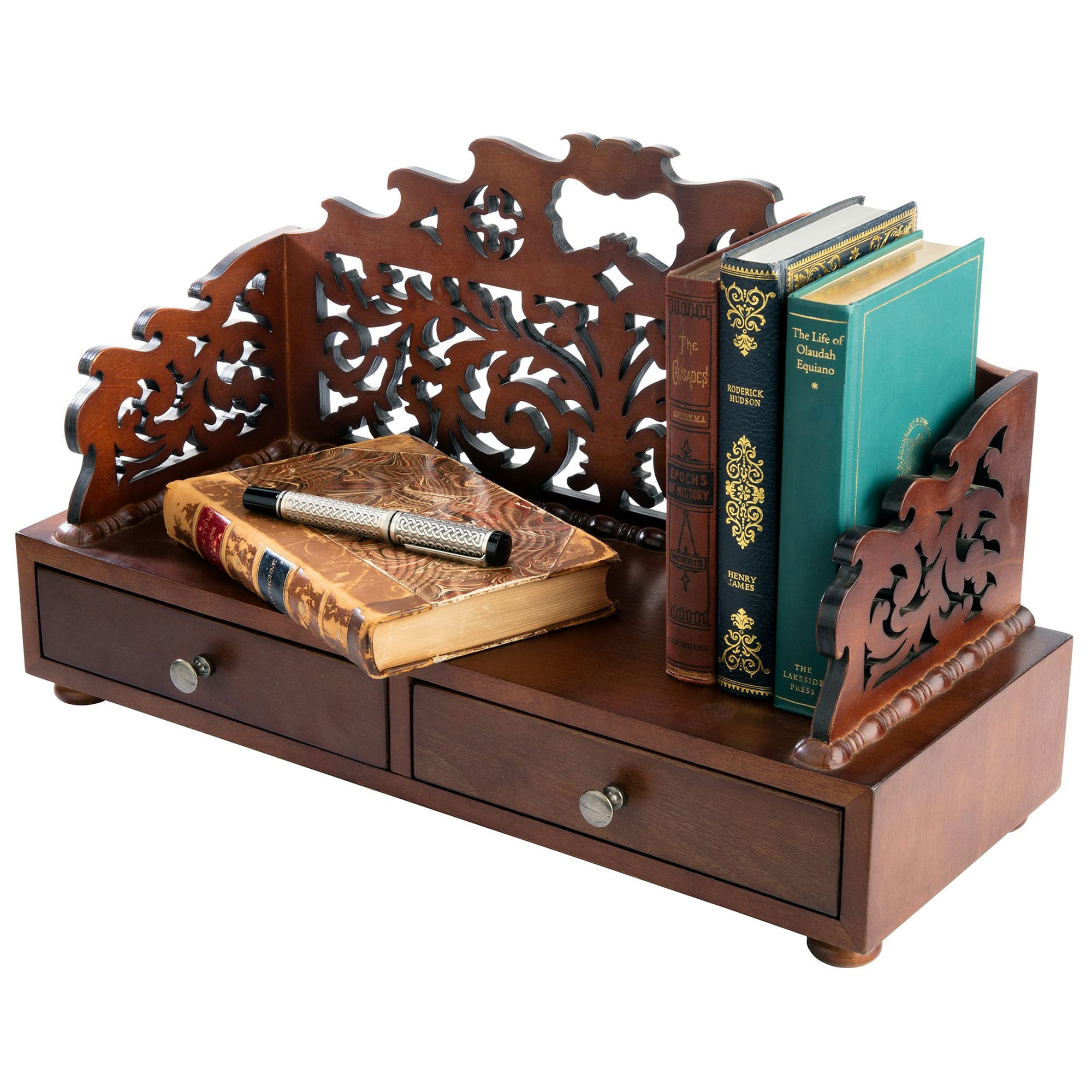 18&#x22; Antiquarian Floral Tracery Desktop Book Organizer