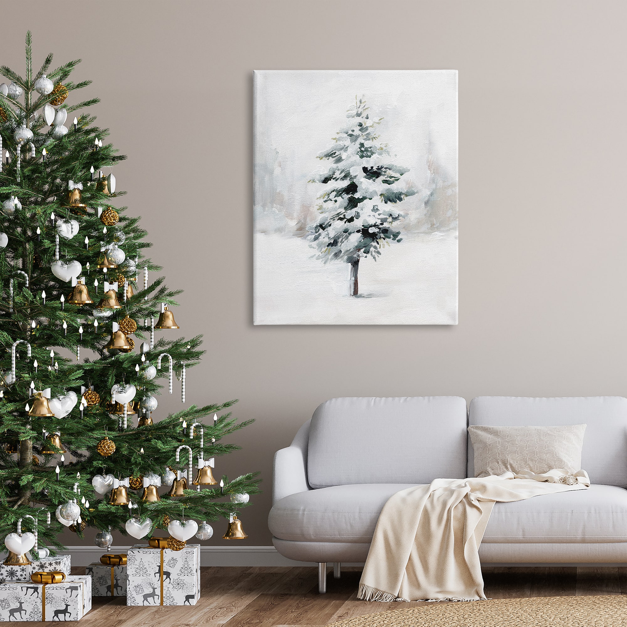 Stupell Industries Wintery Snow Tree Scene Canvas Wall Art
