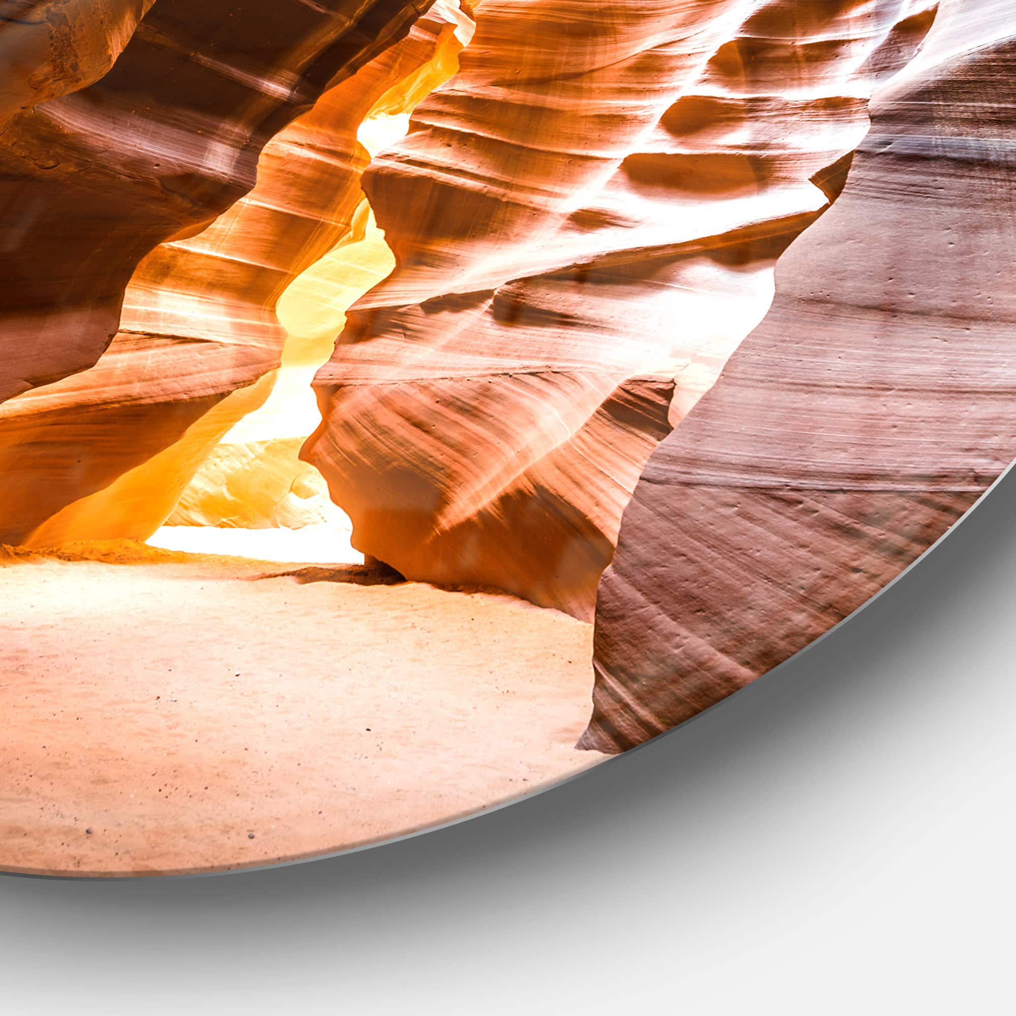 Designart - Antelope Canyon in Sunshine&#x27; Landscape Photo Circle Metal Wall Art