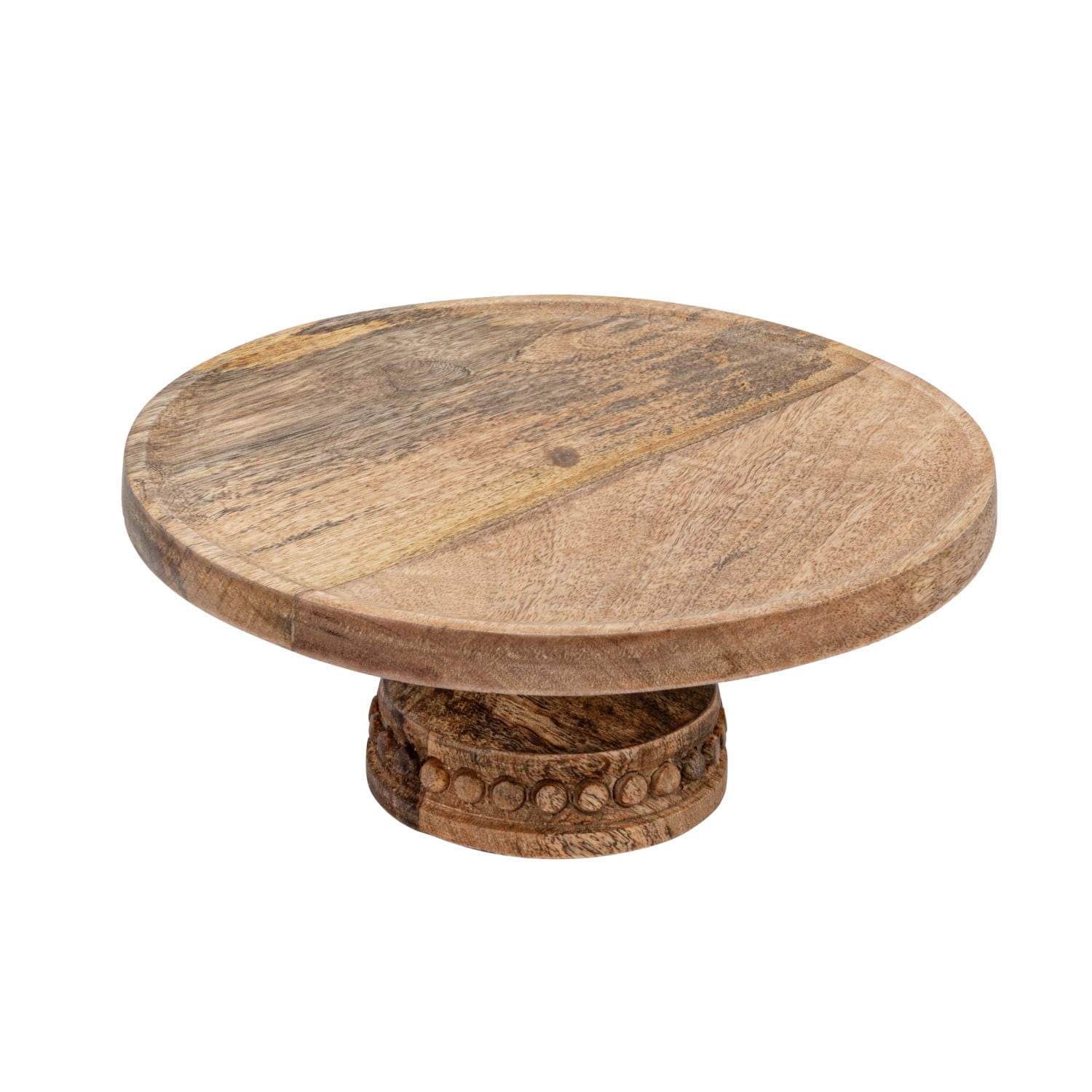 Hello Honey® 11.5" Hand-Carved Mango Wood Pedestal with Wood Beads