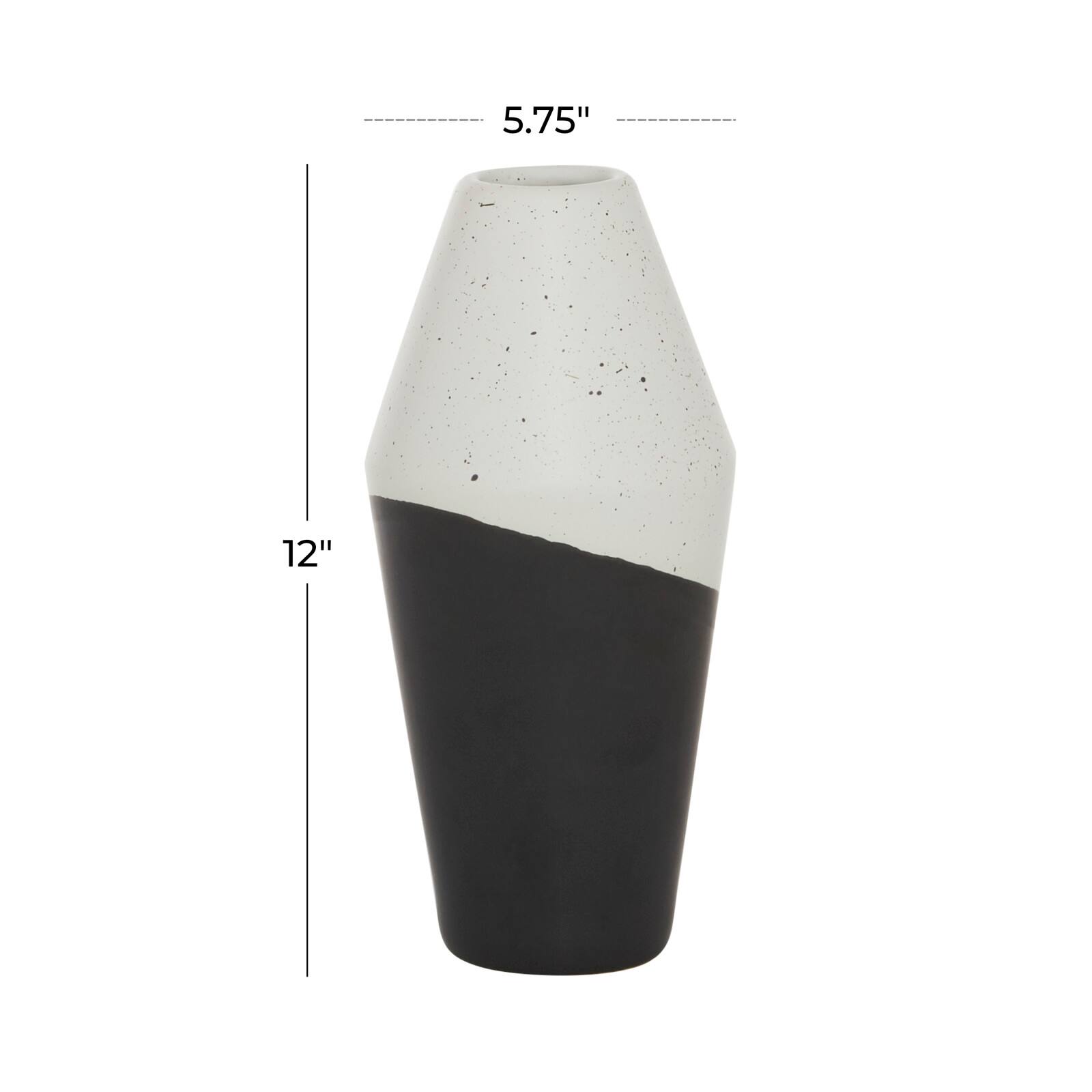 Black Ceramic Contemporary Vase, 12" x 6" x 6"