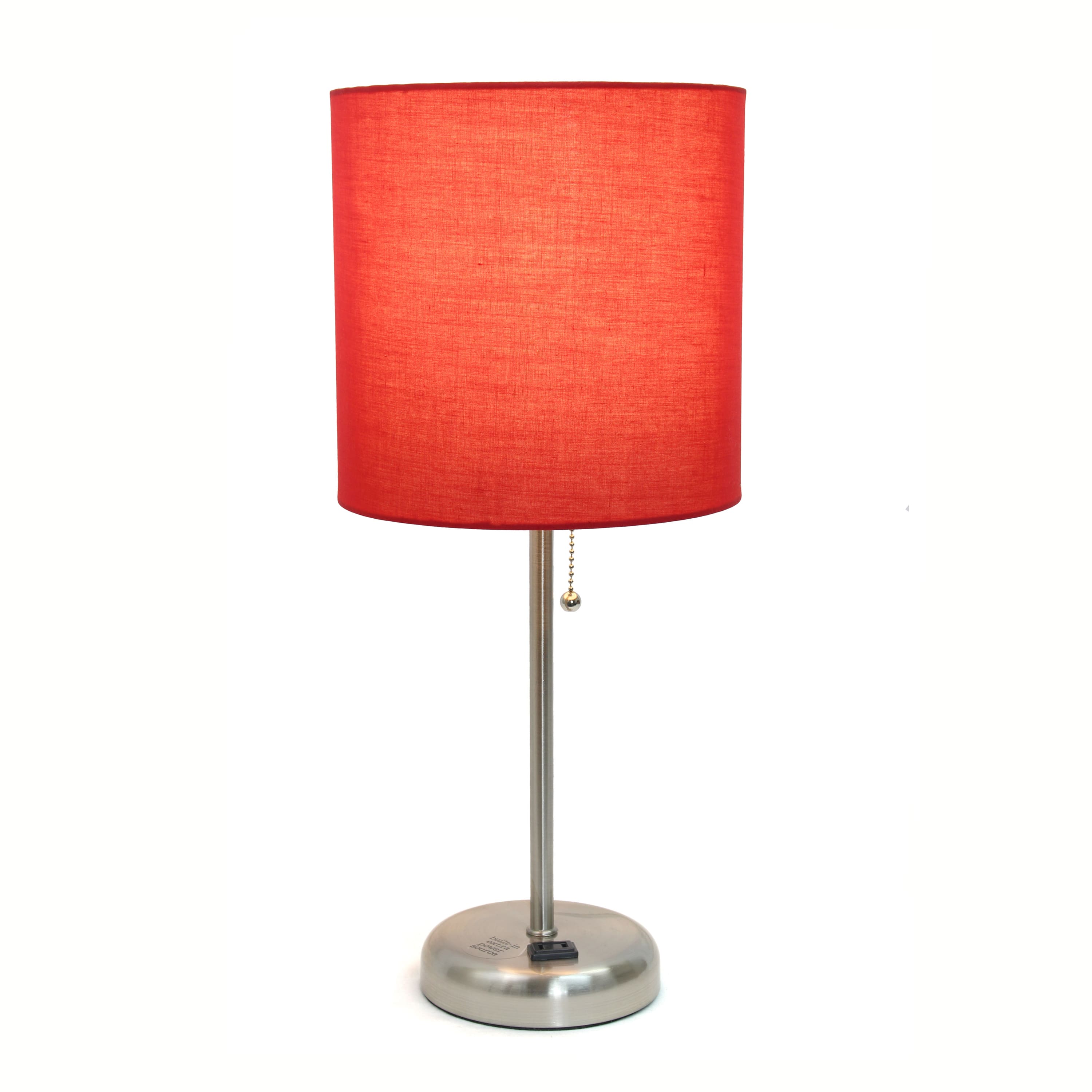 LimeLights 19.5" Stick Lamp with Charging Outlet and Fabric Shade