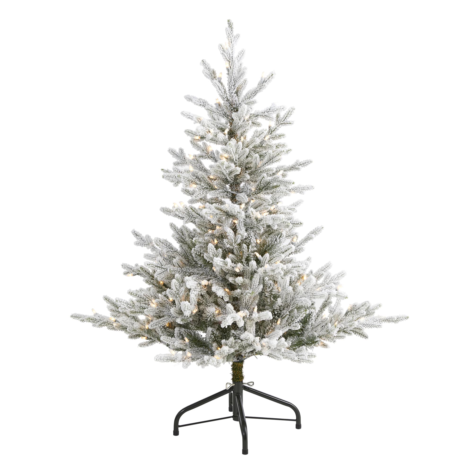 4ft. Pre-Lit Flocked Fraser Fir Artificial Christmas Tree with Warm White LED Lights