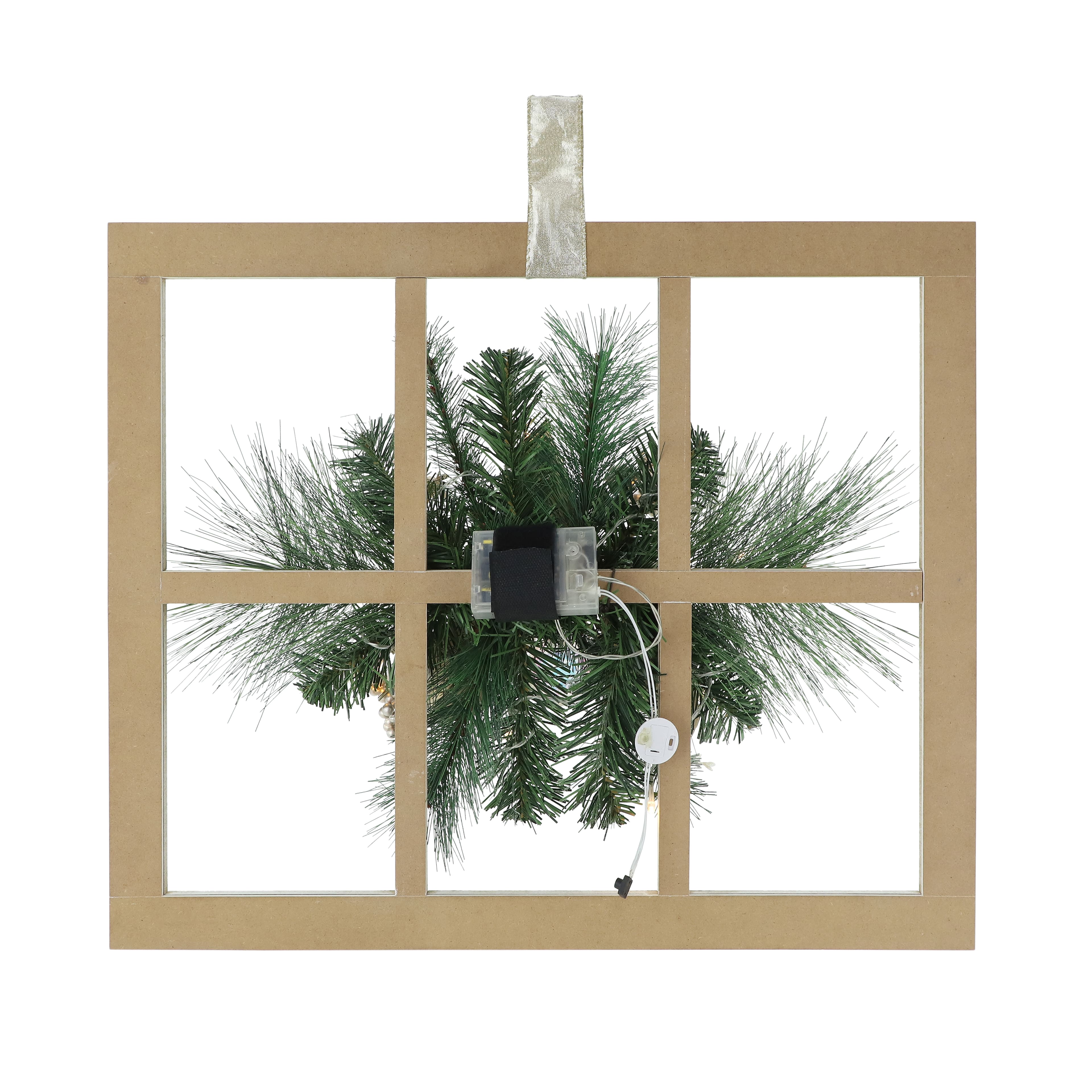 22&#x22; LED Flocked Pine, Berry &#x26; Ornament Wreath Wall D&#xE9;cor by Ashland&#xAE;