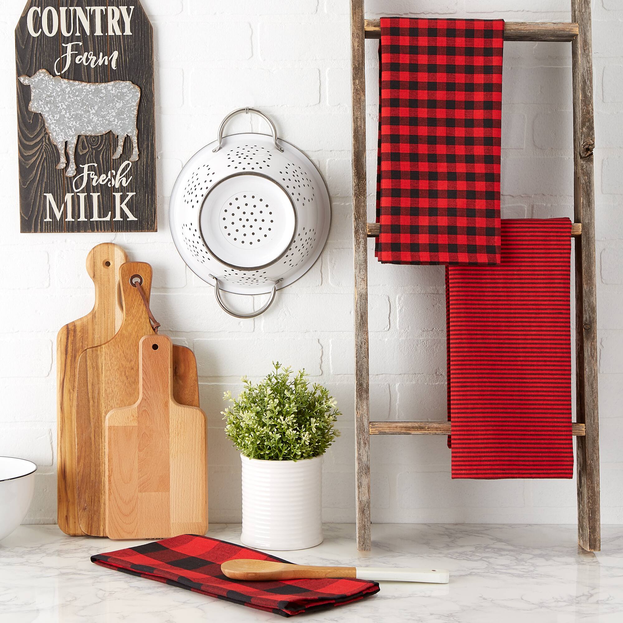 DII® Red/Black Dishtowel Set